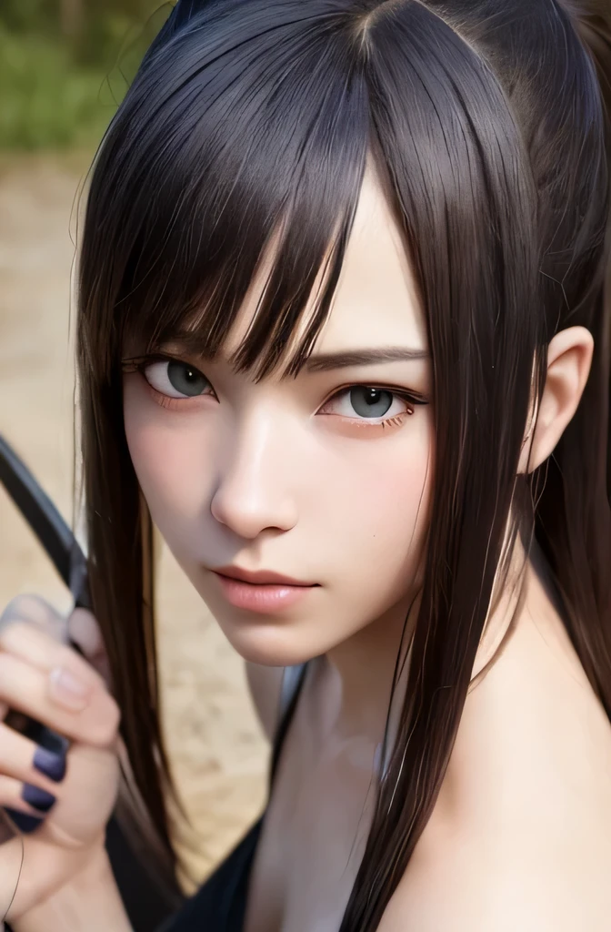 (masterpiece, highest quality:1), (realistic:1.2), light, written boundary depth, (detailed face, face focus:1), game CG, Super detailed, 8k, intricate details, hiqcg,
1 girl, alone,anime, looking at the viewer, kunoichi, , full body image, ninja pose, Japanese sword