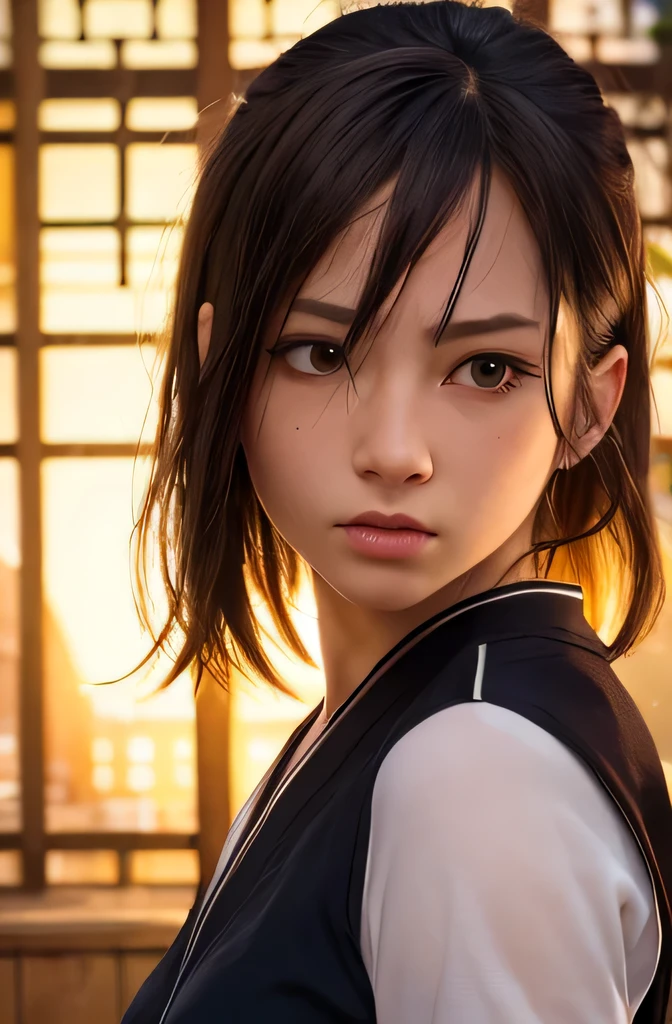 (masterpiece, highest quality:1), (realistic:1.2), light, written boundary depth, (detailed face, face focus:1), game CG, Super detailed, 8k, intricate details, hiqcg,

1 girl, alone,anime, looking at the viewer, kunoichi, 15 years old, full body image, ninja pose, Japanese sword, kunoichi&#39;s clothes, Upper body, Ninja Run