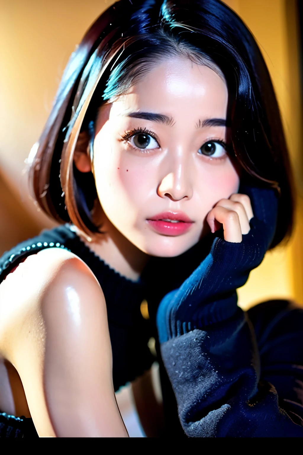 arafed woman with a black sweater and a red lip, soft portrait shot 8 k, gorgeous face portrait, 🤤 girl portrait, beautiful south korean woman, korean girl, beautiful portrait image, portrait cute-fine-face, lovely delicate face, soft portrait, 8k portrait render, beautiful young korean woman, beautiful portrait, perfect face ), young adorable korean face