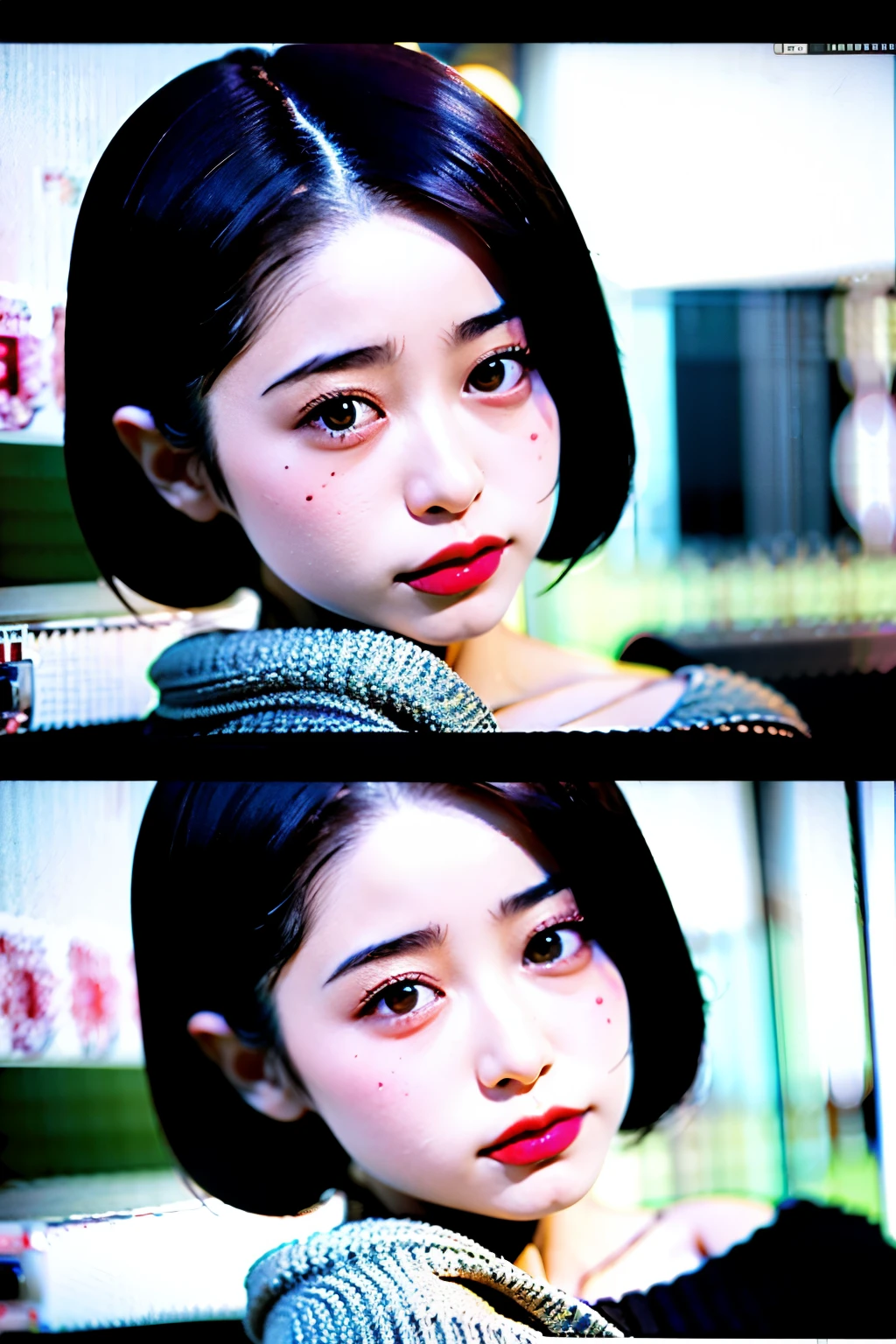 arafed woman with a black sweater and a red lip, soft portrait shot 8 k, gorgeous face portrait, 🤤 girl portrait, beautiful south korean woman, korean girl, beautiful portrait image, portrait cute-fine-face, lovely delicate face, soft portrait, 8k portrait render, beautiful young korean woman, beautiful portrait, perfect face ), young adorable korean face