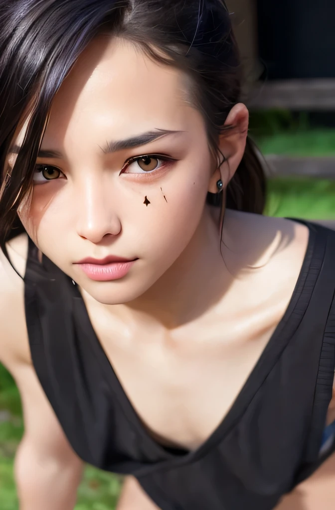 (masterpiece, highest quality:1), (realistic:1.2), light, written boundary depth, (detailed face, face focus:1), game CG, Super detailed, 8k, intricate details, hiqcg,
1 girl, alone,anime, looking at the viewer, kunoichi, , full body image, ninja pose, Japanese sword, kunoichi's clothes, Upper body, Ninja Run, small facial scar, full body image,
