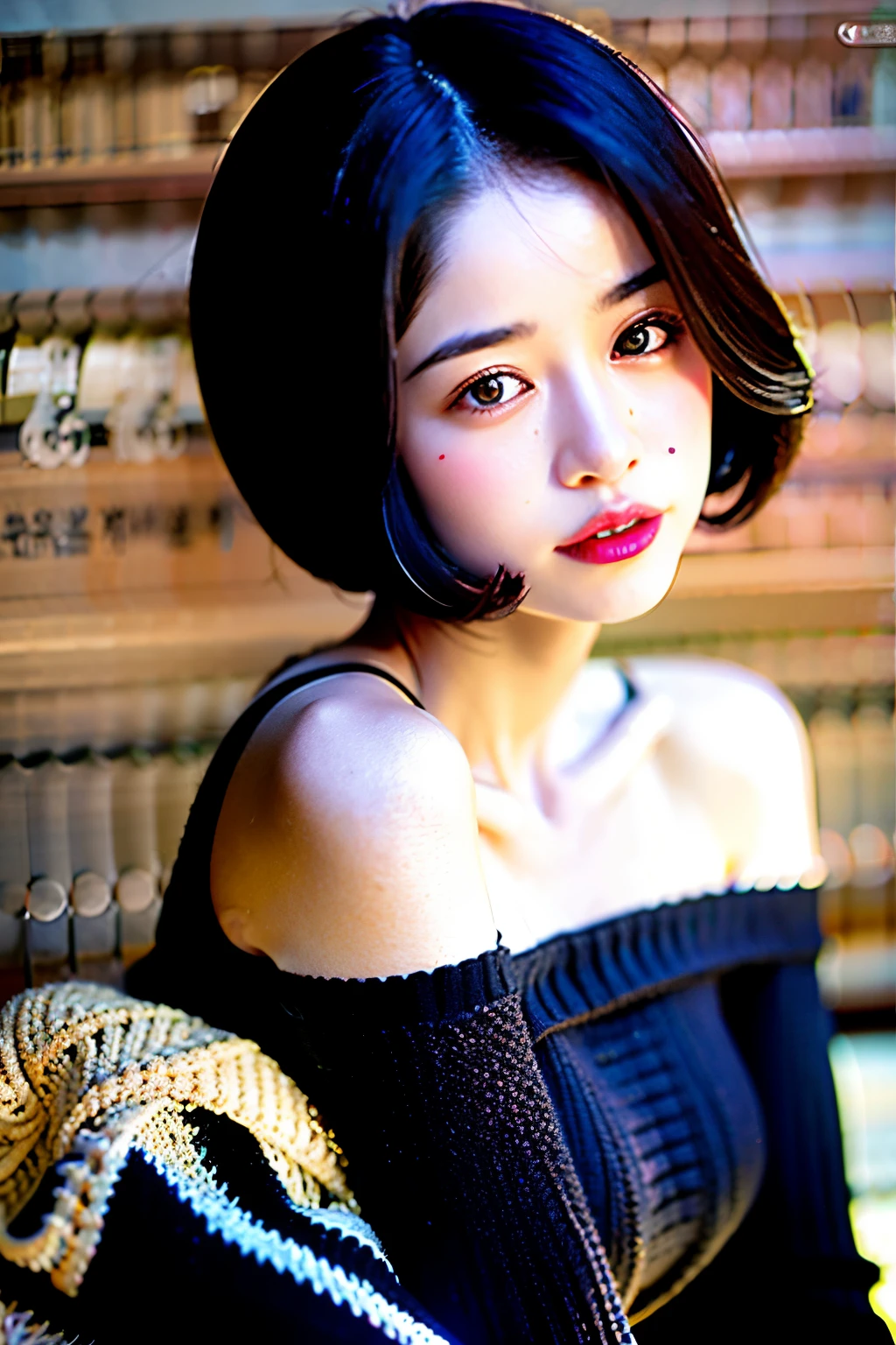 arafed woman with a black sweater and a red lip, soft portrait shot 8 k, gorgeous face portrait, 🤤 girl portrait, beautiful south korean woman, korean girl, beautiful portrait image, portrait cute-fine-face, lovely delicate face, soft portrait, 8k portrait render, beautiful young korean woman, beautiful portrait, perfect face ), young adorable korean face