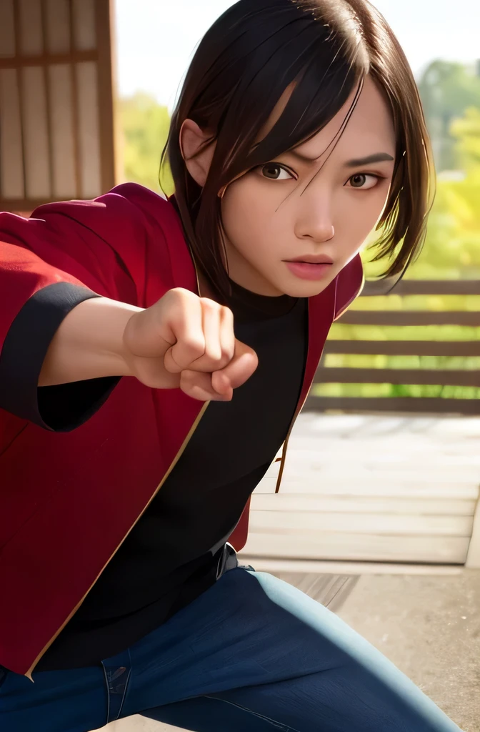(masterpiece, highest quality:1), (realistic:1.2), light, written boundary depth, (detailed face, face focus:1), game CG, Super detailed, 8k, intricate details, hiqcg,
1 girl, alone,anime, looking at the viewer, kunoichi, 15 years old, full body image, ninja pose, Japanese sword, kunoichi's clothes, Upper body, Ninja Run, tattoo, full body image, Samurai Pose