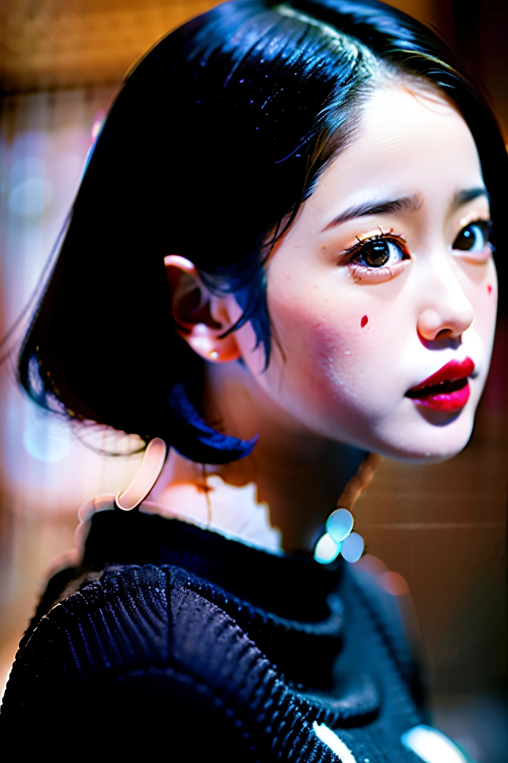 arafed woman with a black sweater and a red lip, soft portrait shot 8 k, gorgeous face portrait, 🤤 girl portrait, beautiful south korean woman, korean girl, beautiful portrait image, portrait cute-fine-face, lovely delicate face, soft portrait, 8k portrait render, beautiful young korean woman, beautiful portrait, perfect face ), young adorable korean face