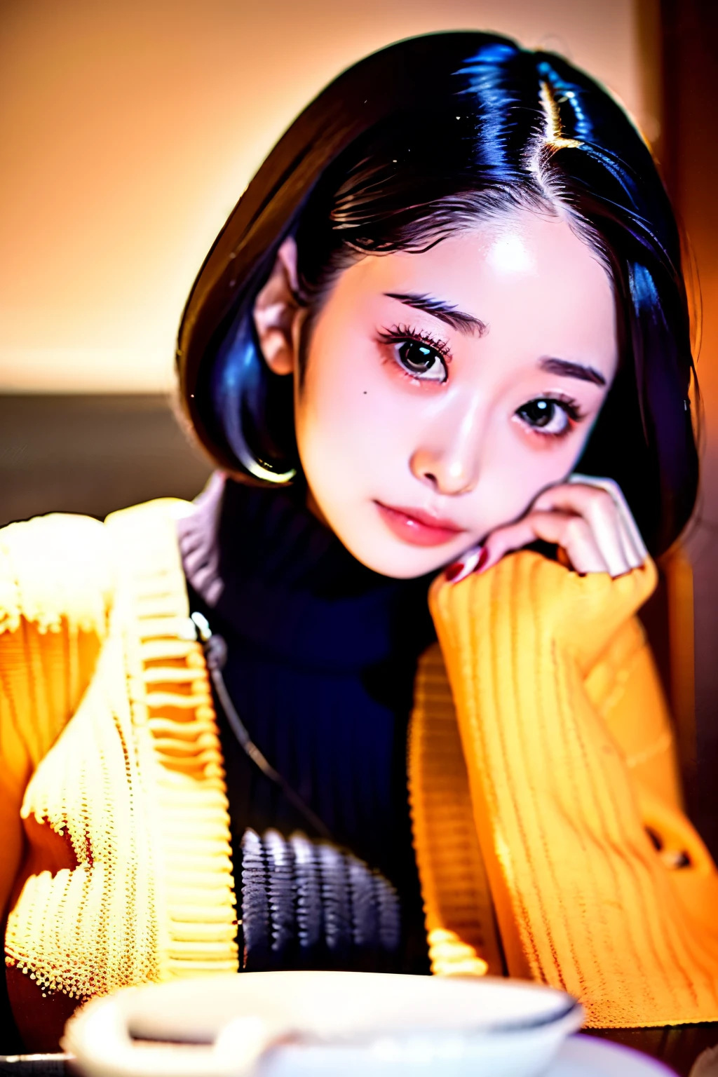 arafed woman with a black sweater and a red lip, soft portrait shot 8 k, gorgeous face portrait, 🤤 girl portrait, beautiful south korean woman, korean girl, beautiful portrait image, portrait cute-fine-face, lovely delicate face, soft portrait, 8k portrait render, beautiful young korean woman, beautiful portrait, perfect face ), young adorable korean face
