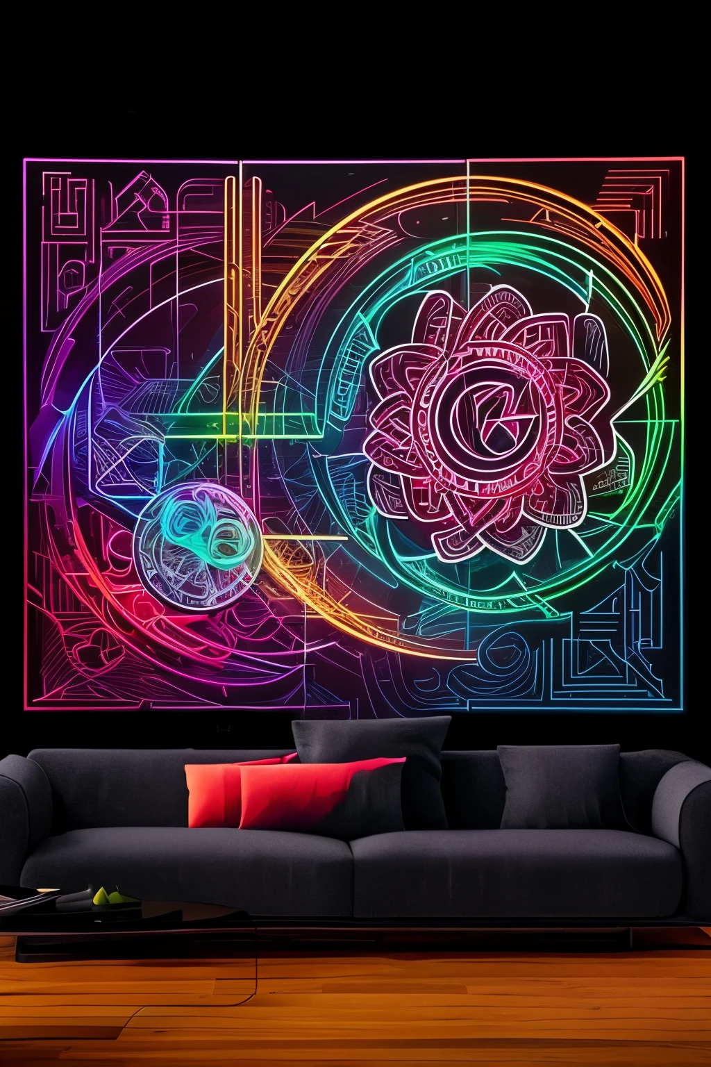 Create in 3D art, a masterpiece named " YOUR AI" - a detailed and intricately designed logo. Neon lighting illuminates the contours of this innovative and advanced entity. The logo design showcases the complexities of artificial intelligence, highlighting its intricacies and delicate details in high resolution 8K. Let the neon lights bring " YOUR AI" to life, making it a true work of art.