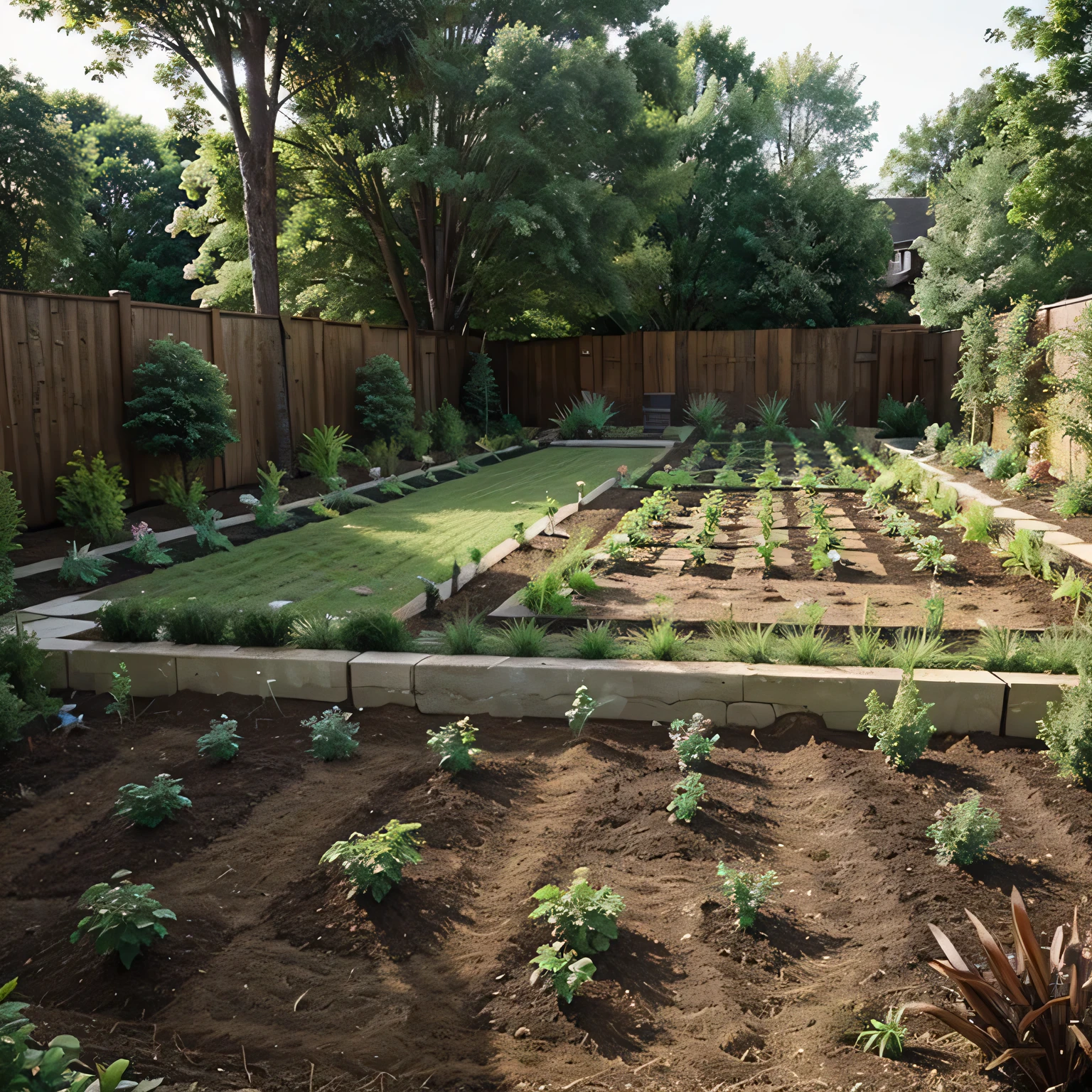 Landscape Design Garden raised beds being filled with soil