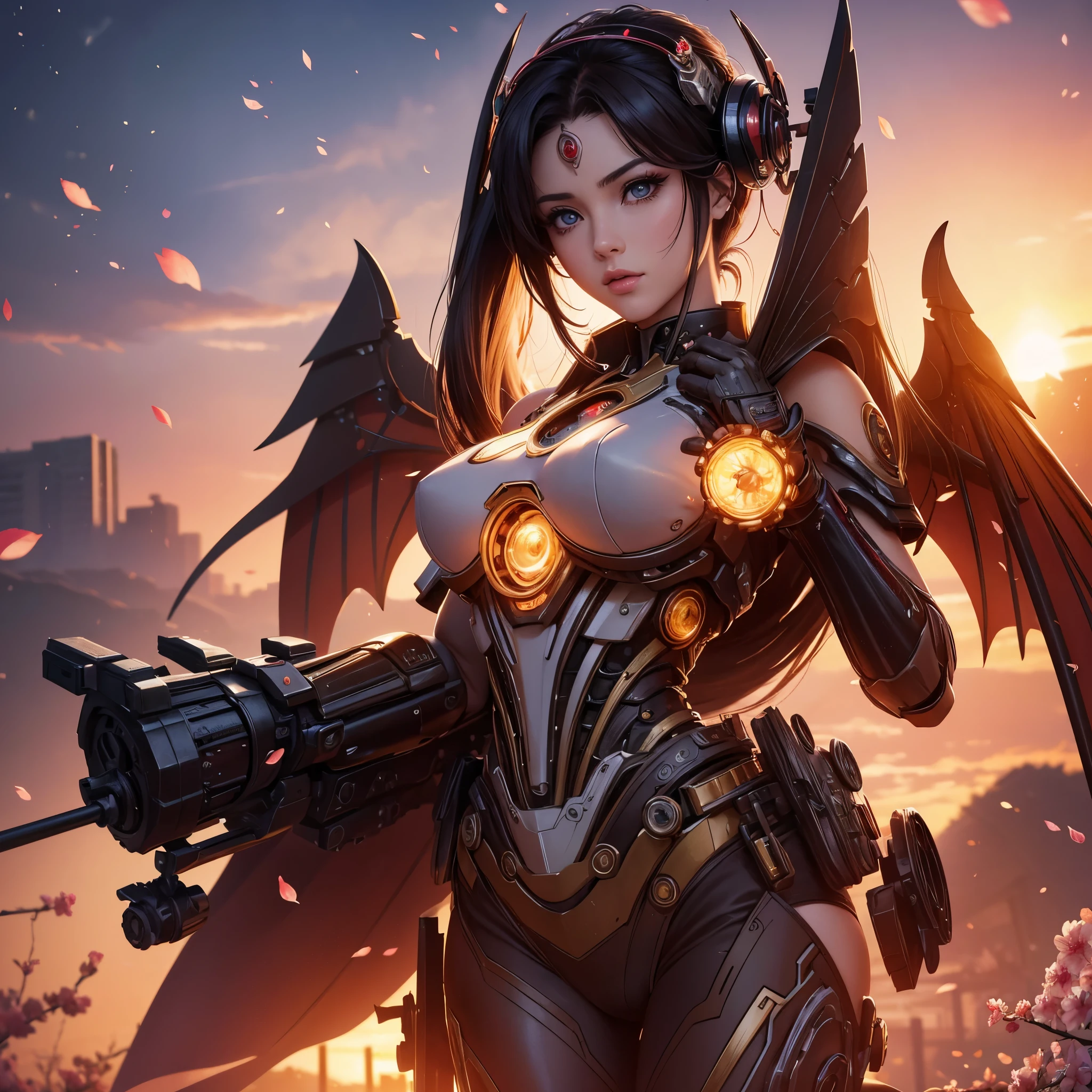 ((Write the word: "Bosstercore" in a logo at bottom)). Guts armor from Berserk references, gantz reference. Sexy mecha girl with round tits, sexy body. big sword. Red eyes, full body, sexy pose. Round ass, slim waist, camel toe