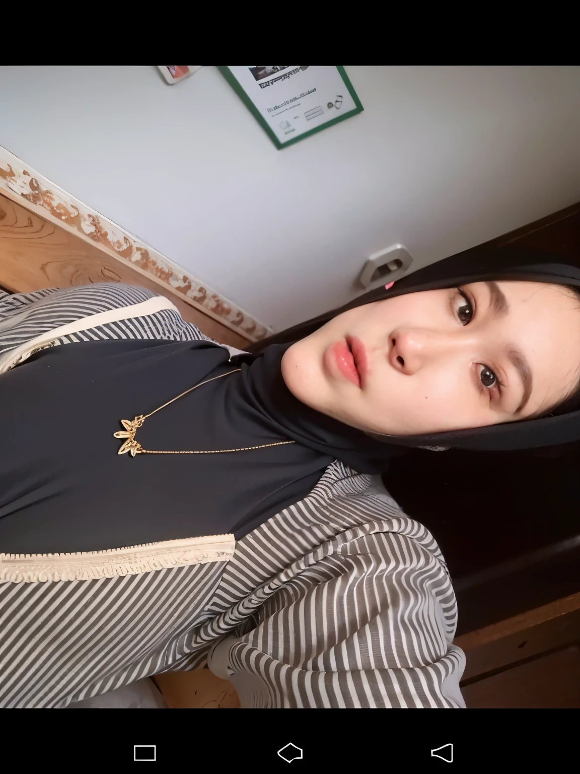RAW photo of a 24 year old girl wearing hijab,((smile)), satin abaya sexy sea foam , satin, hijab face portrait,((tp background)), 8k uhd, dslr, soft lighting, high quality, film grain, Fujifilm XT3, covered dress, patterned dress, gigantic breasts:1.5 , ((HD))