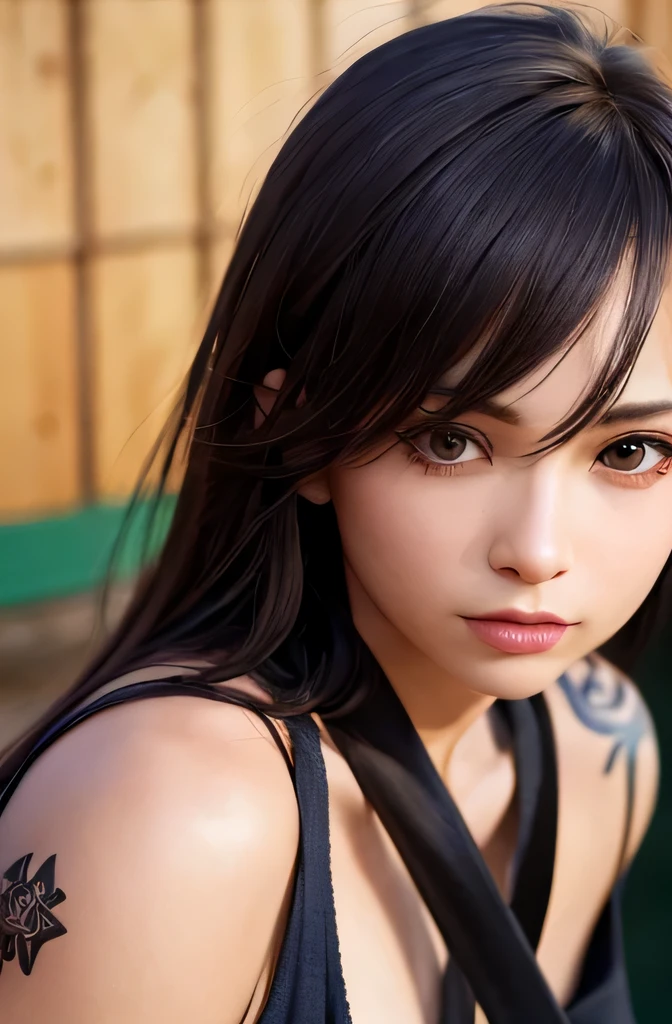 (masterpiece, highest quality:1), (realistic:1.2), light, written boundary depth, (detailed face, face focus:1), game CG, Super detailed, 8k, intricate details, hiqcg,
1 girl, alone,anime, looking at the viewer, kunoichi, , full body image, ninja pose, Japanese sword, kunoichi's clothes, Upper body, Ninja Run, tattoo, full body image, kunoichi pose