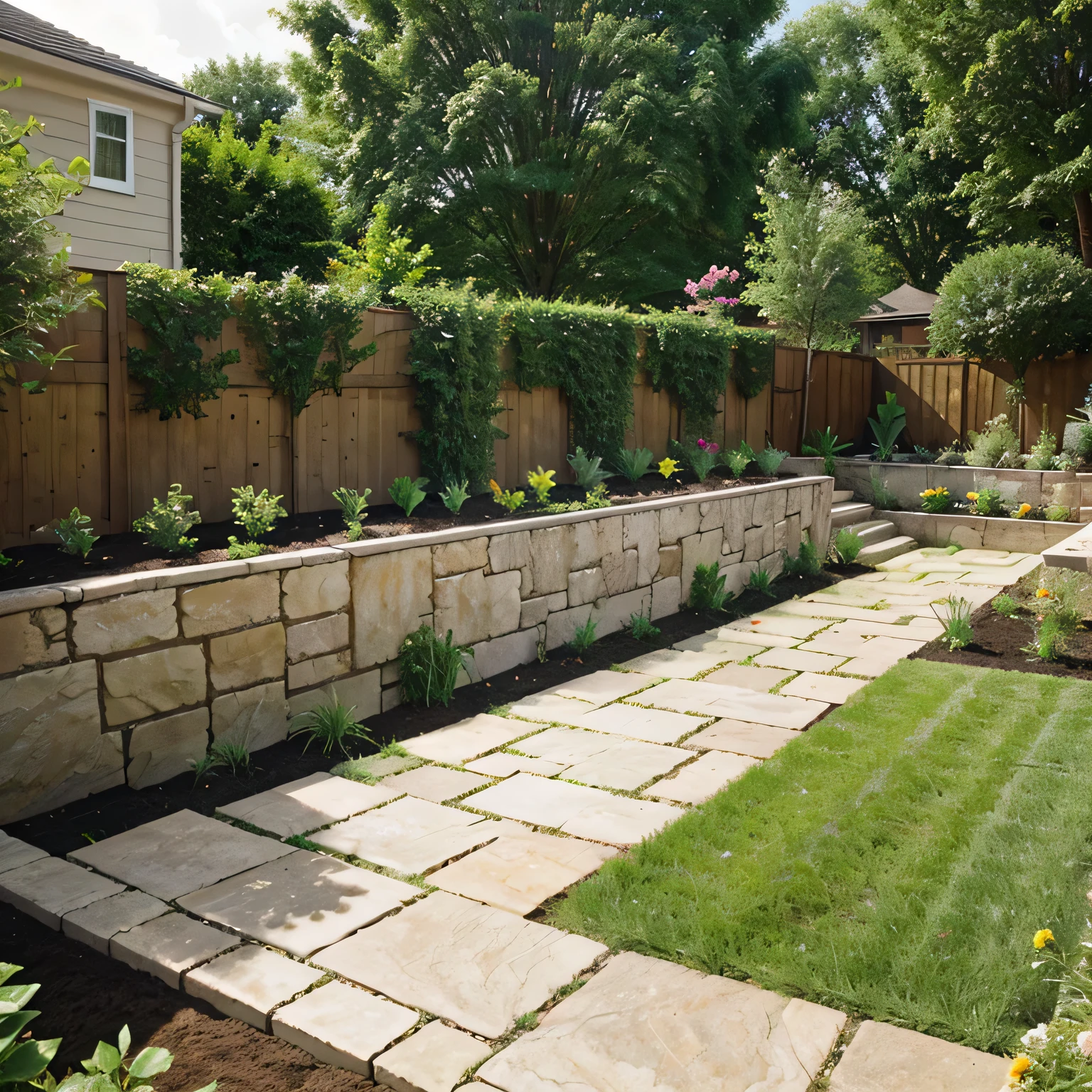 garden areas retaining walls and raised beds