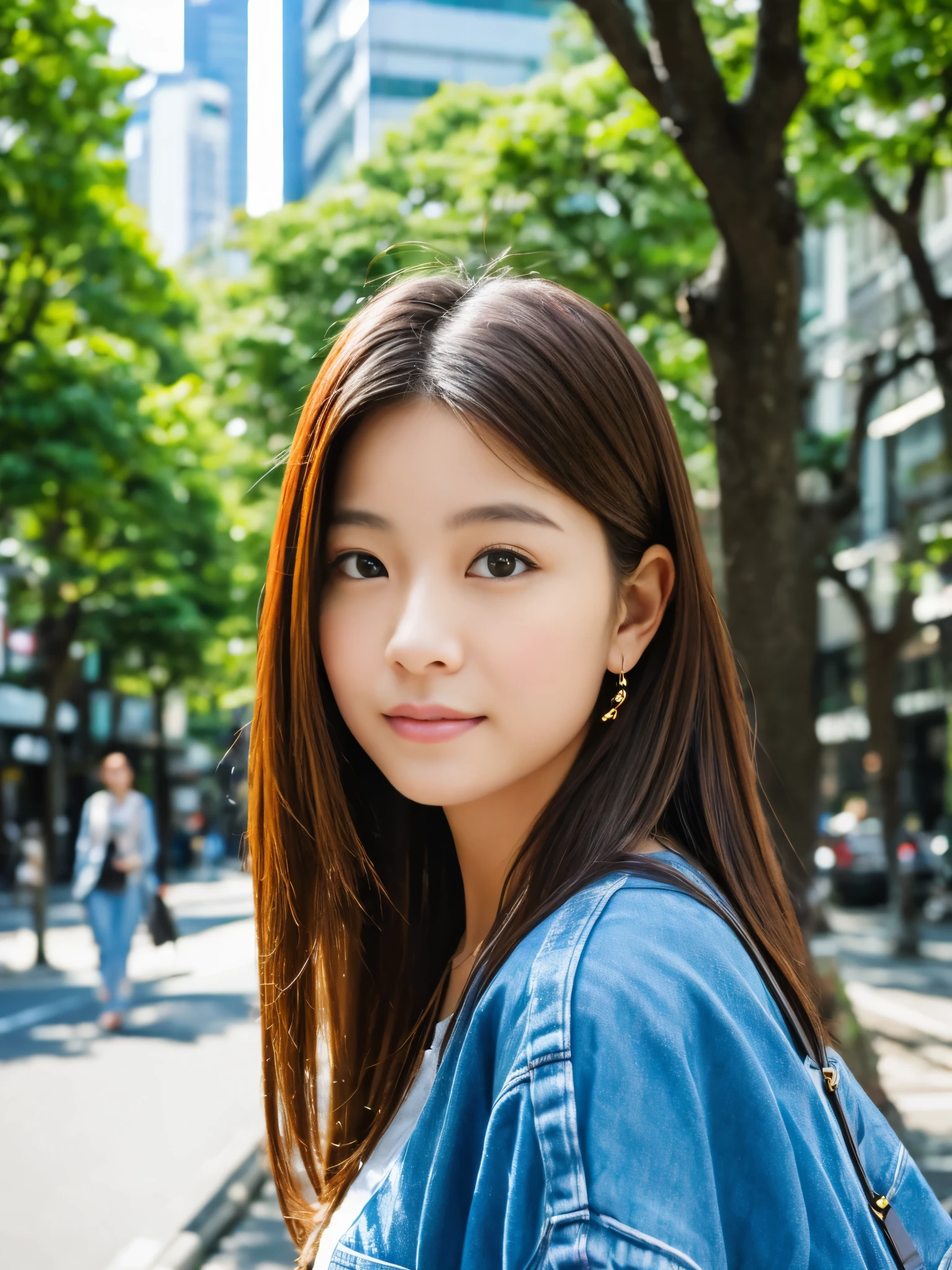 Photoreal, 8K full-length portrait, Beautiful woman, attractive look, Clear system, 18-year-old, Tokyo, 2024, spring, Shibuya in the background