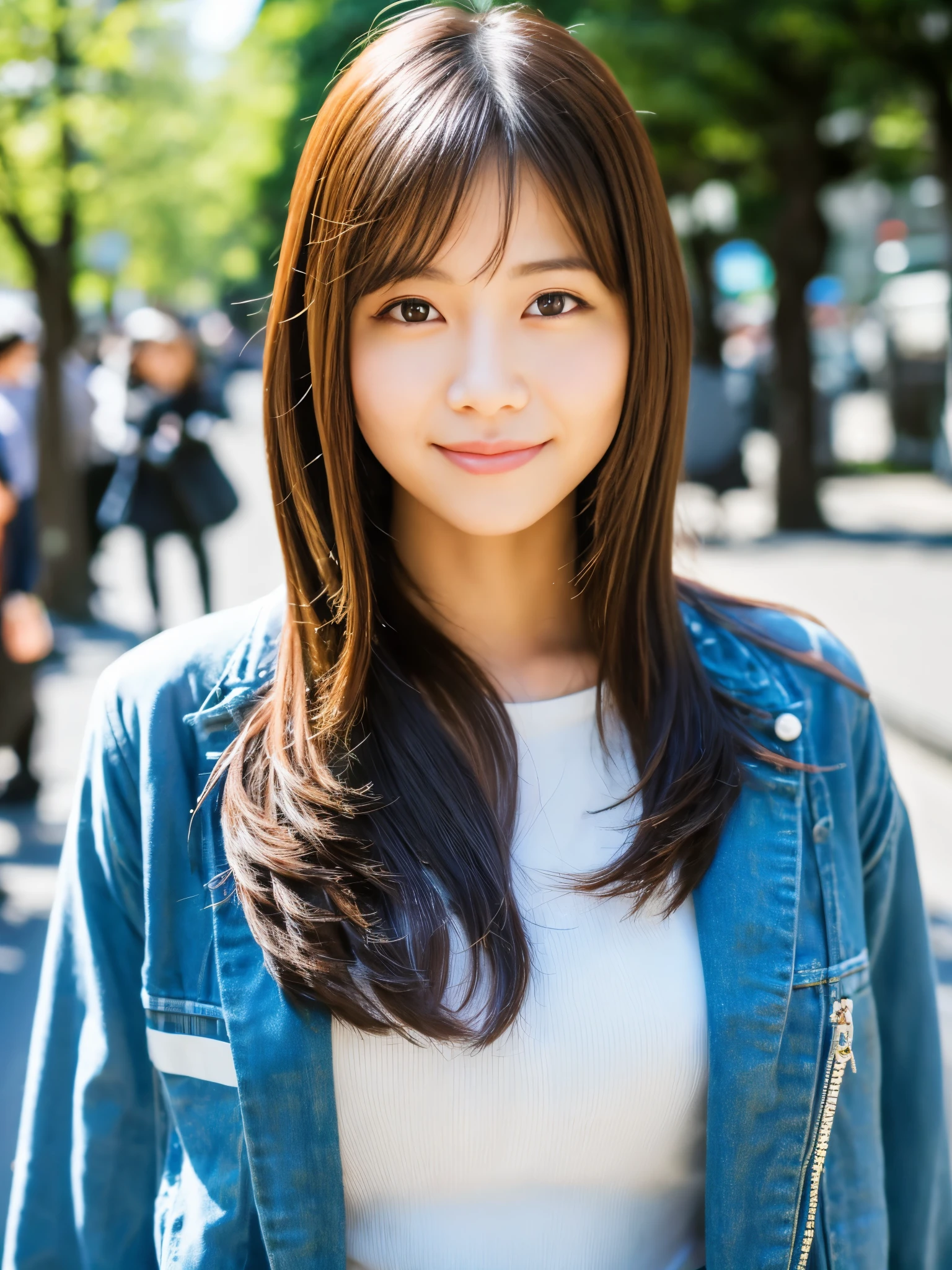 Photoreal, 8K full-length portrait, Beautiful woman, attractive look, Clear system, 18-year-old, Tokyo, 2024, spring, Shibuya in the background