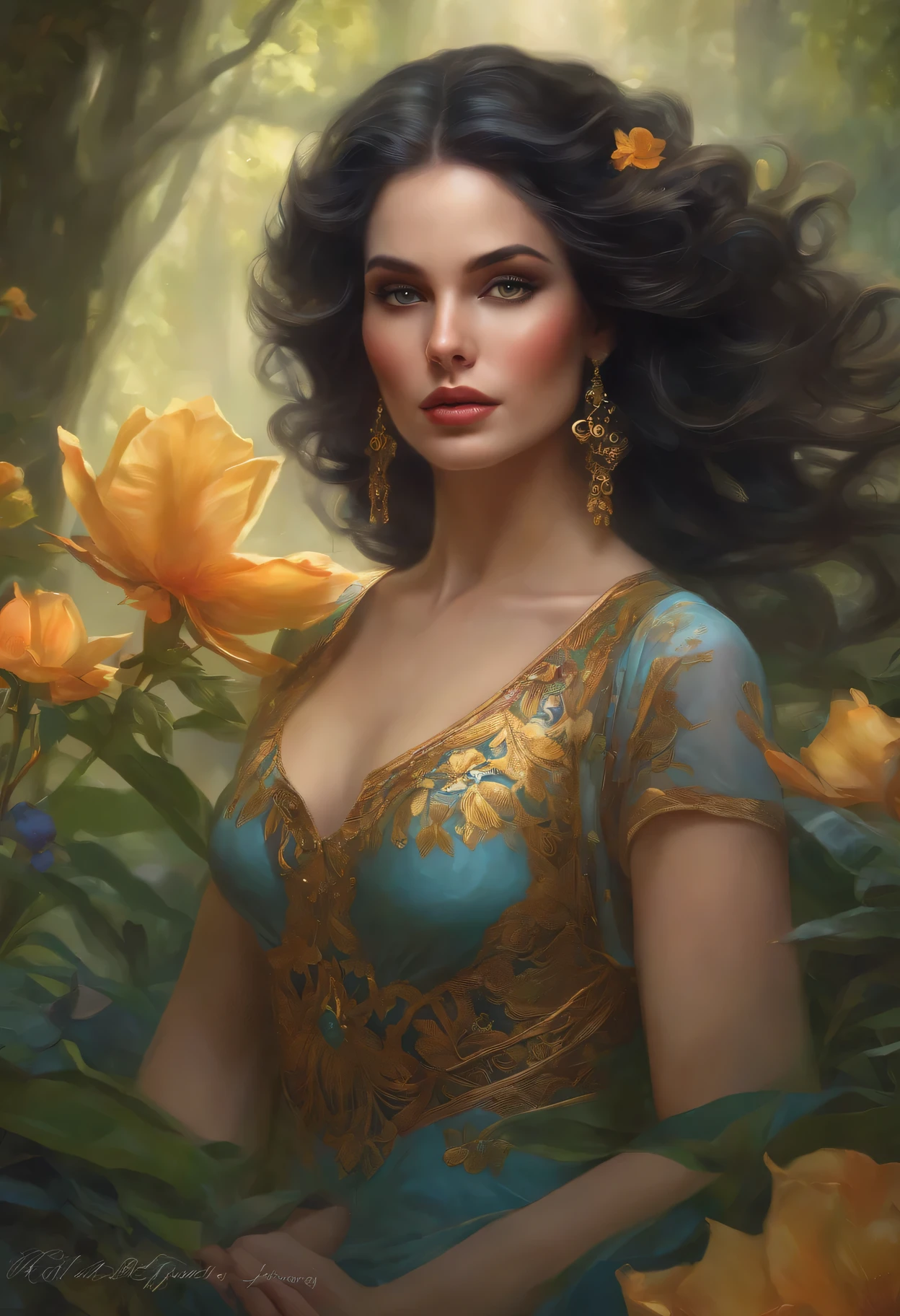 lisa frank art color, cuerpo completo, full body, senos grandes, nalgas grandes, mujer, multicolored long hair, multicolored aurora, art face by tom bagshaw, emile vernon style, fullbody dynamic movement pose, beautiful woman with long hair, gold jewellery, oil painting, fantasy, intricate, intricate stunning highly detailed girl by artgerm and edouard bisson, beautiful elegant, fantasy, flowers, forest, highly detailed, digital airbrush, photorealistic, octane render, black hair, black lips, gothic, rapunzel cabellos largos, cabellos largos dorados, cabellos largos color oro, pelo largo, digital painting, soft skin wide eyes watercolor, style, sketch, watercolor paiting, watercolor artist, portrait of a girl, vintage cartoon, ghibli, artgerm, wlop, alphonse mucha dynamic lighting hyperdetailed intricately detailed splash art trending on artstation triadic colors unreal engine 5 volumetric lighting, Transparent clothing, slight smile,, open legs, view of pubic hair, 1 sexy girl in transparent forest clothes,exposed breasts, open transparent t-shirt,mandala and flower tattoos, La mejor calidad,