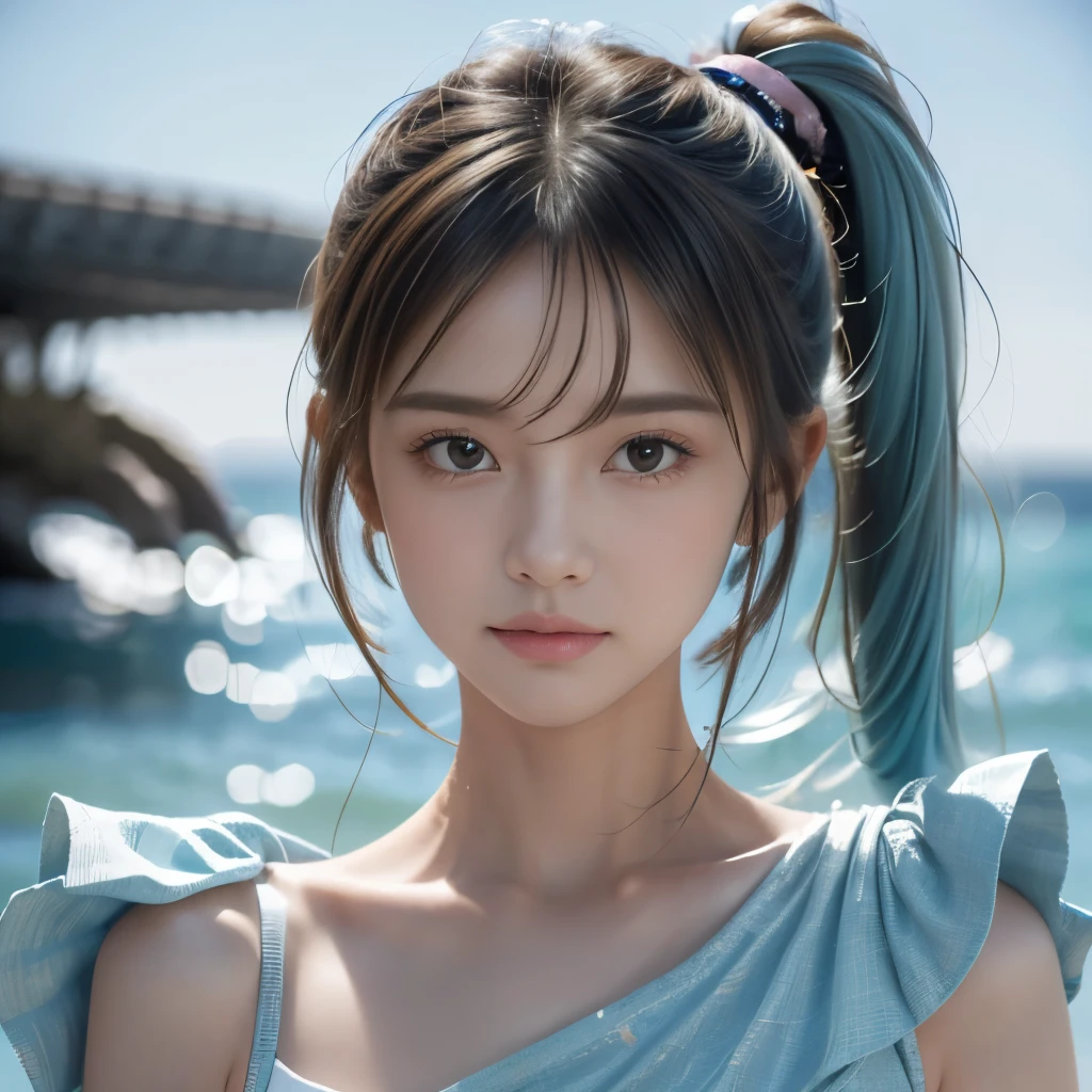 (Masterpiece), (Best Quality), (Super Detail), (disheveled Hair), (Illustration), (One Girl), (Fashionable Clothes), Standing, Fashion Model, Beholder, (Interview), (Simple Background), Finely Beautiful Eyes, Delicate Beautiful Face, Floating, (High Saturation), (Colorful Splash), Colorful Bubble, (Shine), Focus on the Face, Ponytail, Light Blue Hair, Bangs, Hair Rings, Floating Flowers, Floating Hairs, (Shining), Best Lighting, Best Shadows