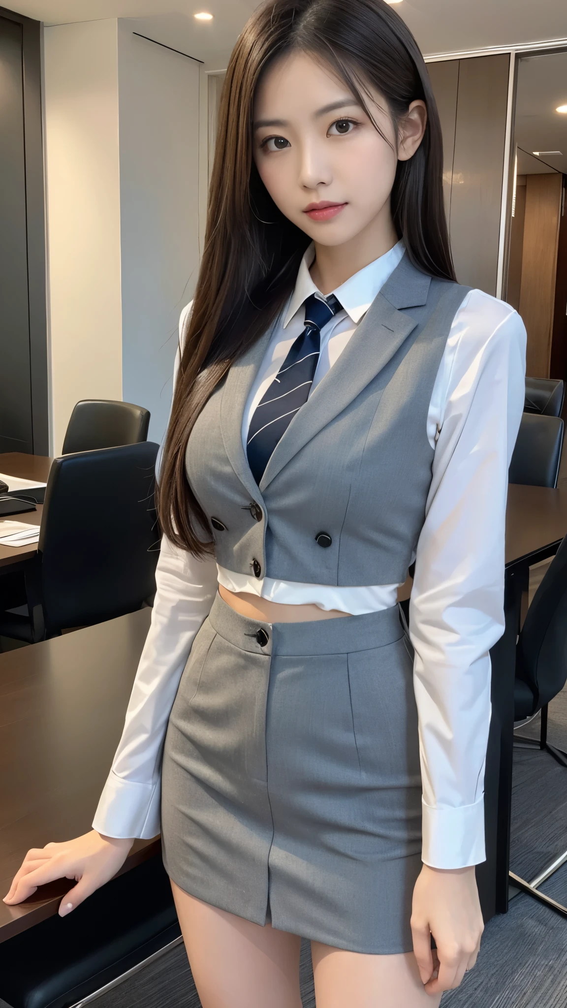 (super highest quality、In 8K、Masseter muscle part、delicate illustrations、Full body Esbian),Beautiful Japanese office lady in her 40s、plump body、Gray Office Lady Suit(skirt type)、curly black hair、Glasses、Drink in a tavern、