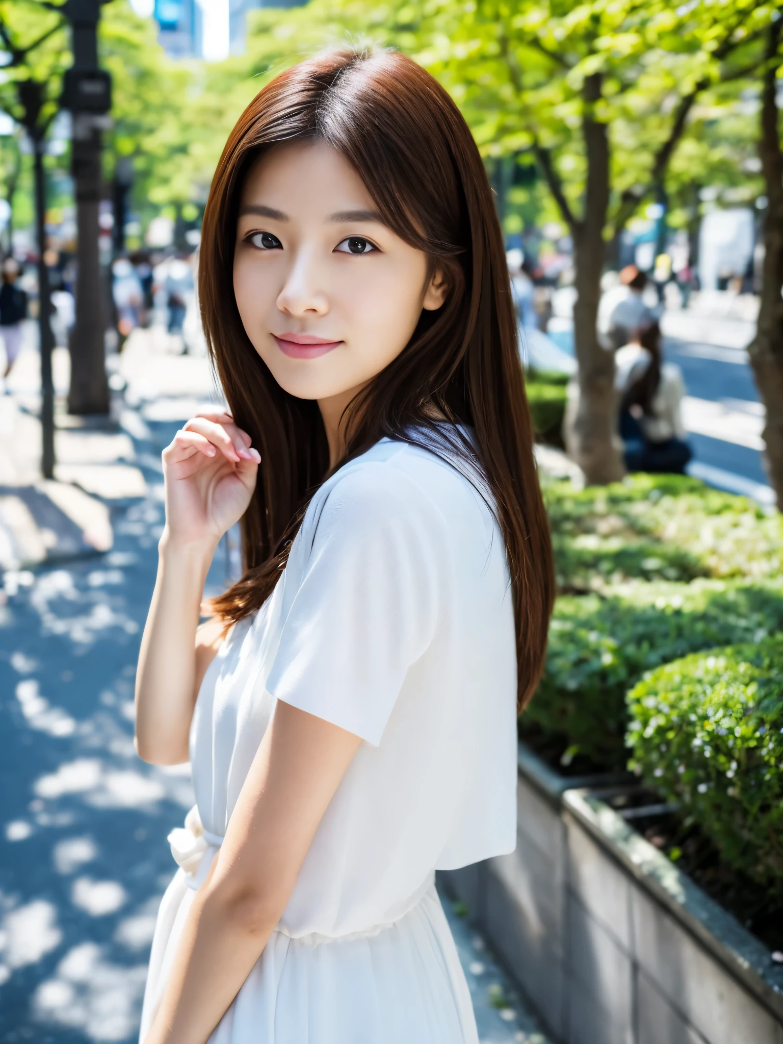 Photoreal, 8K full-length portrait, Beautiful woman, attractive look, Clear system, 18-year-old, Tokyo, 2024, spring, Shibuya in the background