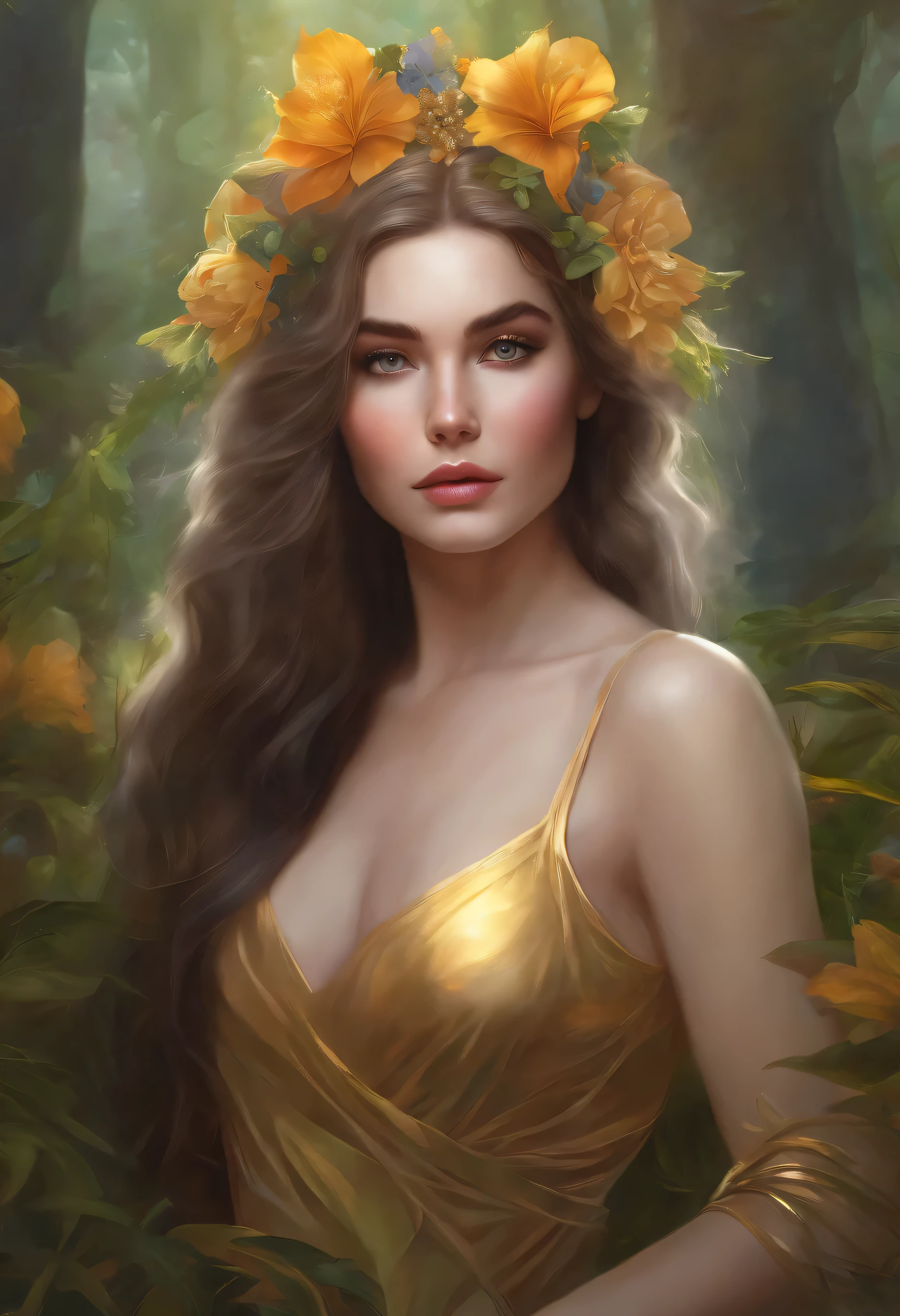 lisa frank art color, cuerpo completo, full body, senos grandes, nalgas grandes, mujer, multicolored long hair, multicolored aurora, art face by tom bagshaw, emile vernon style, fullbody dynamic movement pose, beautiful woman with long hair, gold jewellery, oil painting, fantasy, intricate, intricate stunning highly detailed girl by artgerm and edouard bisson, beautiful elegant, fantasy, flowers, forest, highly detailed, digital airbrush, photorealistic, octane render, black hair, black lips, gothic, rapunzel cabellos largos, cabellos largos dorados, cabellos largos color oro, pelo largo, digital painting, soft skin wide eyes watercolor, style, sketch, watercolor paiting, watercolor artist, portrait of a girl, vintage cartoon, ghibli, artgerm, wlop, alphonse mucha dynamic lighting hyperdetailed intricately detailed splash art trending on artstation triadic colors unreal engine 5 volumetric lighting, Transparent clothing, slight smile,, open legs, view of pubic hair, 1 sexy girl in transparent forest clothes,exposed breasts, open transparent t-shirt,mandala and flower tattoos, La mejor calidad,