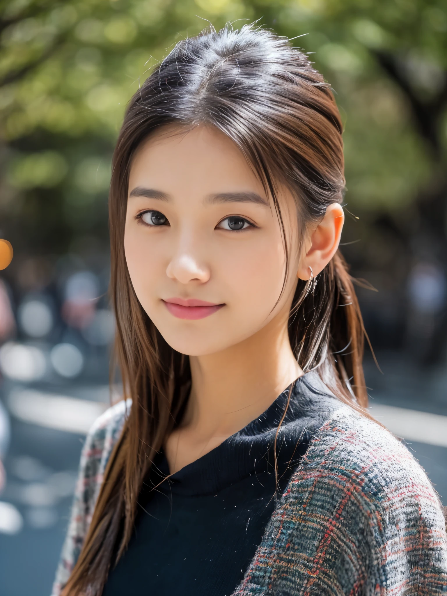 Photoreal, 8K full-length portrait, Beautiful woman, attractive look, Clear system, 18-year-old, Tokyo, 2024, spring, Shibuya in the background