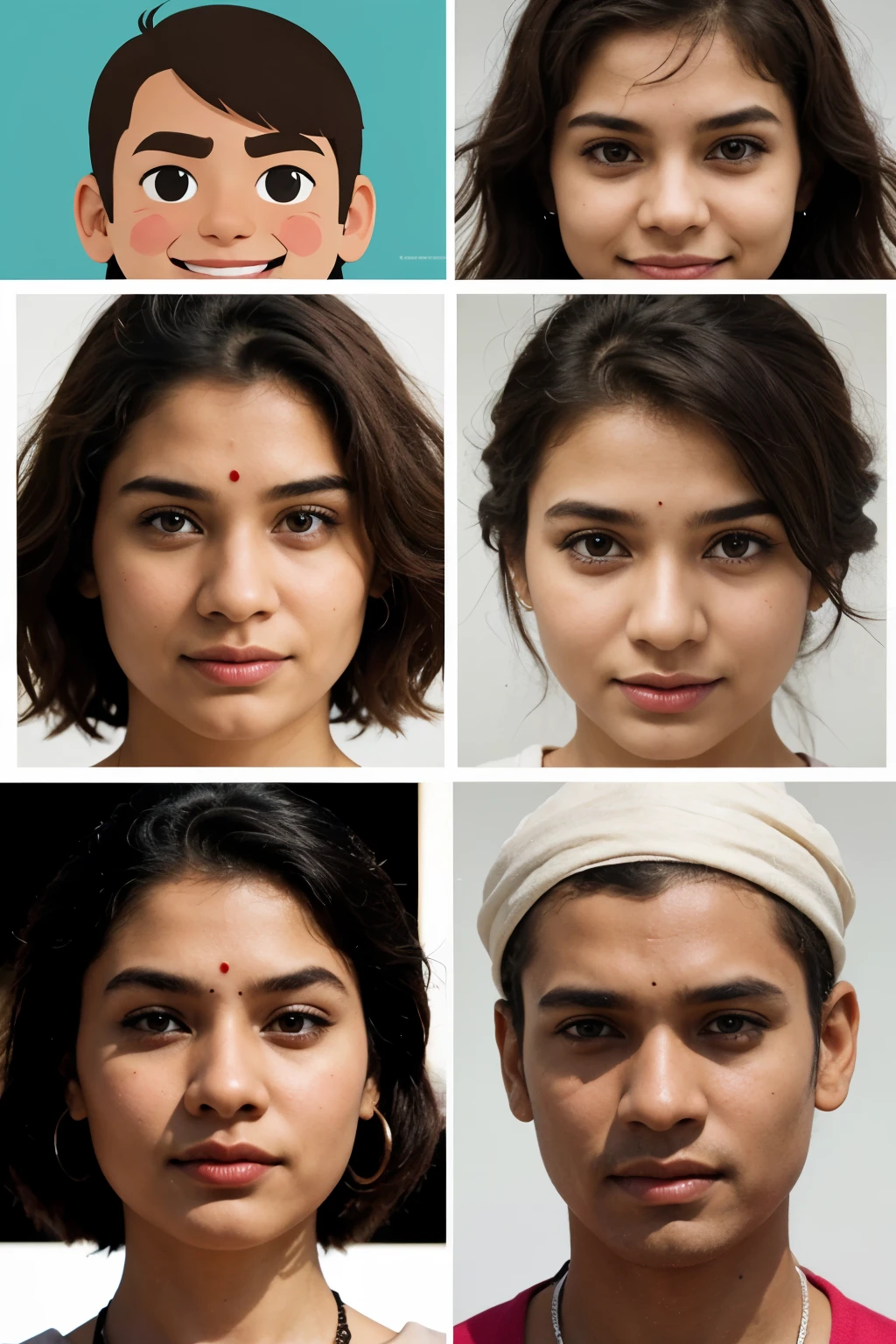 vector art of indian diversity, faces of indian people, illustrator. Suitable for kids. 15 faces. men, women, kids, elderly