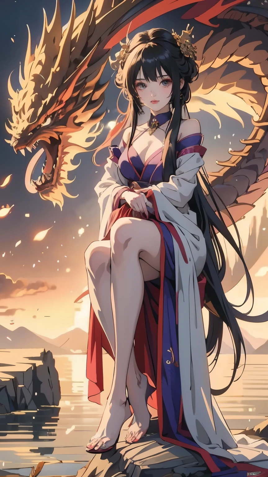 A woman sits on a rock next to a dragon, anime style 4k, Beautiful anime girl, anime art wallpaper 4k, Anime Art Wallpaper 4k, anime art wallpaper 8k, 4k anime wallpaper, anime wallpaper 4k, anime wallpaper 4k, anime long hair girl, Beautiful anime, Beautiful anime woman, HD anime wallpaper, Beautiful fantasy anime