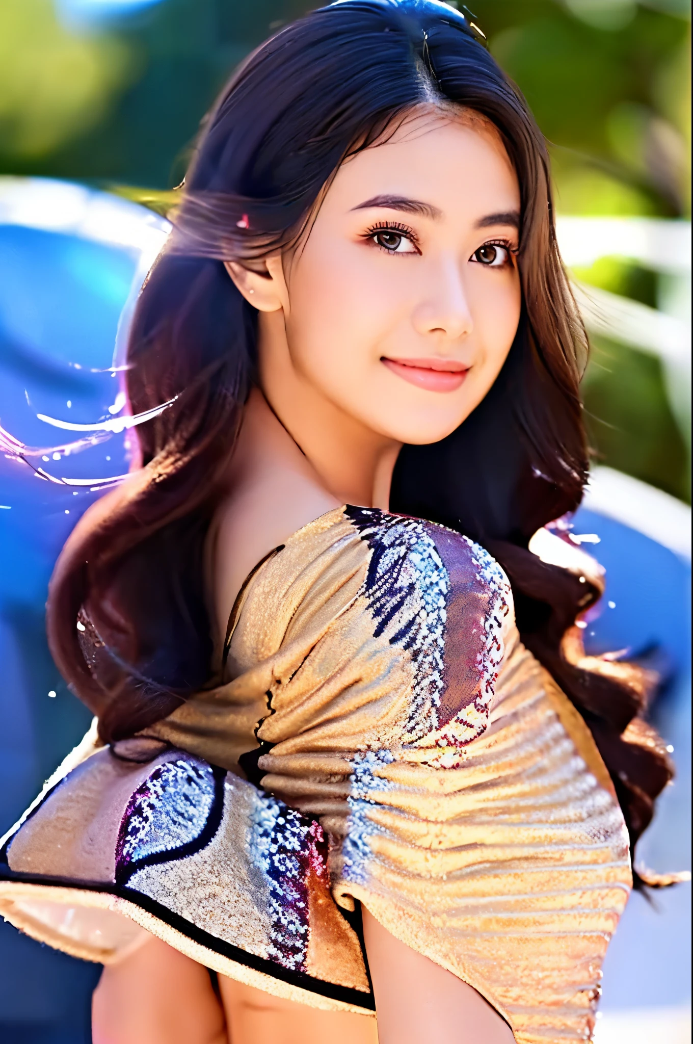 TZWK(a beautiful girl,cute,tall,curly hair,sparkling eyes,rosy cheeks,lovely smile,stylish outfit),illustration,vivid colors,soft lighting