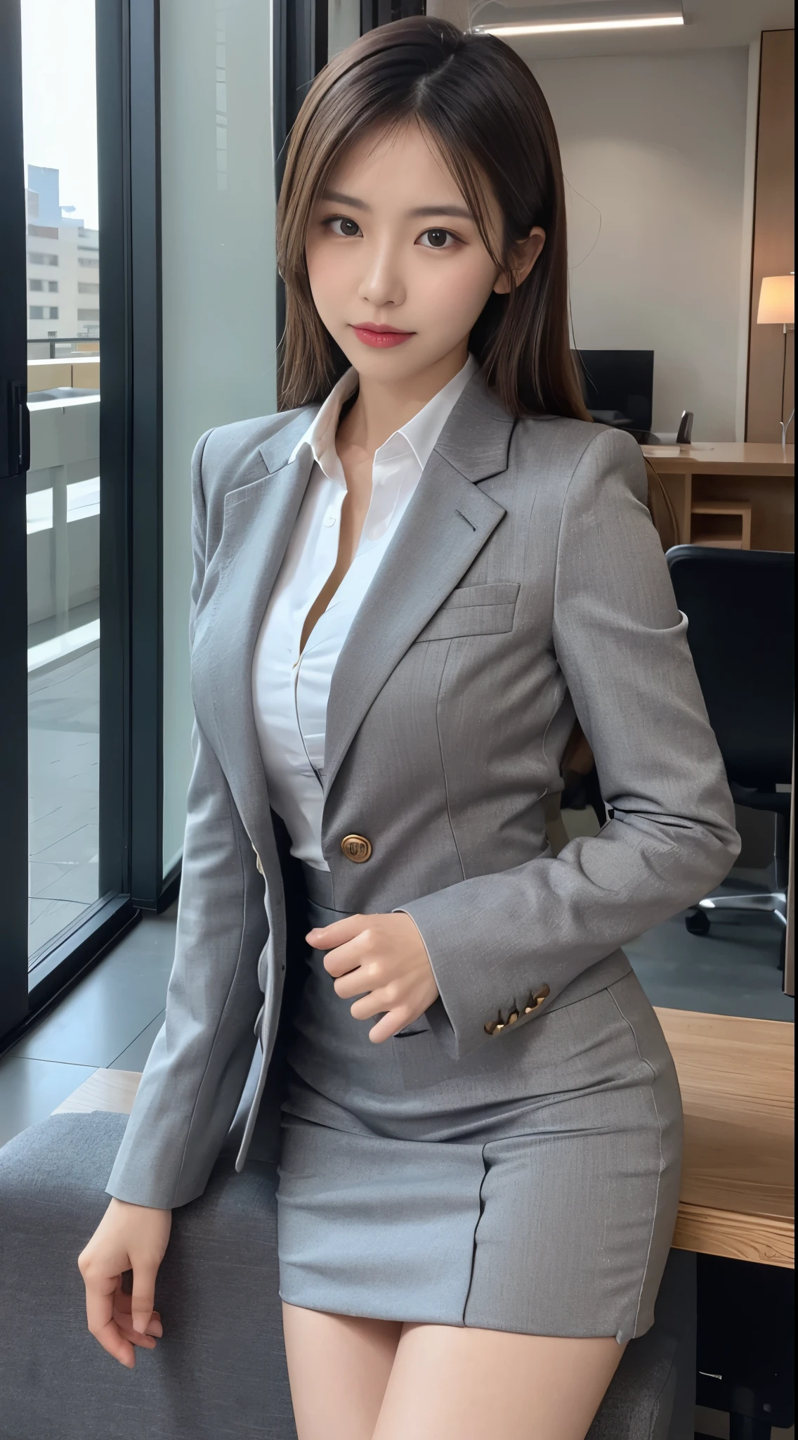 arafed asian woman in a suit posing at a desk, girl in a suit, girl in a suit, wearing a strict suit, wearing a tight suit, wearing a business suitいる, 厳格なin a suit, 厳格なwearing a business suitいる, wearing a business suit, wearing a business suitいる, luxury suit, korean girl, in a suit, slim girl photo, tight clothes,super mini skirt,