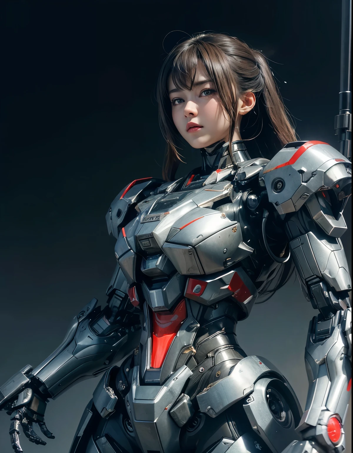 rough skin, Super detailed, advanced details, high quality, 最high quality, High resolution, 1080p, hard disk, beautiful,(war machine),beautifulサイボーグ女性,Mecha cyborg girl,battle mode,Mecha body girl,She is wearing a futuristic war machine weapon mecha,