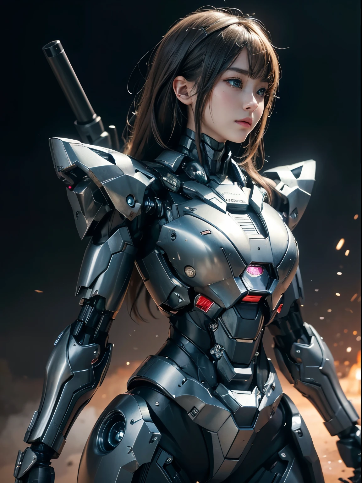 rough skin, Super detailed, advanced details, high quality, 最high quality, High resolution, 1080p, hard disk, beautiful,(war machine),beautifulサイボーグ女性,Mecha cyborg girl,battle mode,Mecha body girl,She is wearing a futuristic war machine weapon mecha,