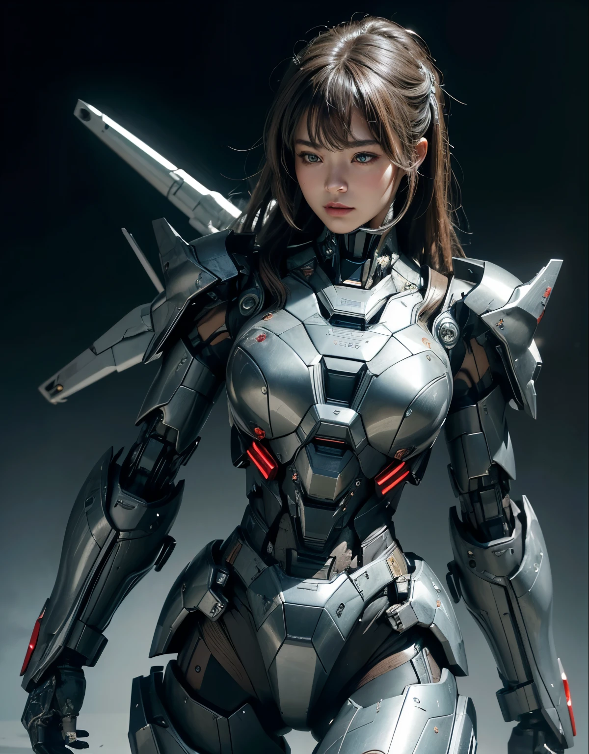 rough skin, Super detailed, advanced details, high quality, 最high quality, High resolution, 1080p, hard disk, beautiful,(war machine),beautifulサイボーグ女性,Mecha cyborg girl,battle mode,Mecha body girl,She is wearing a futuristic war machine weapon mecha,