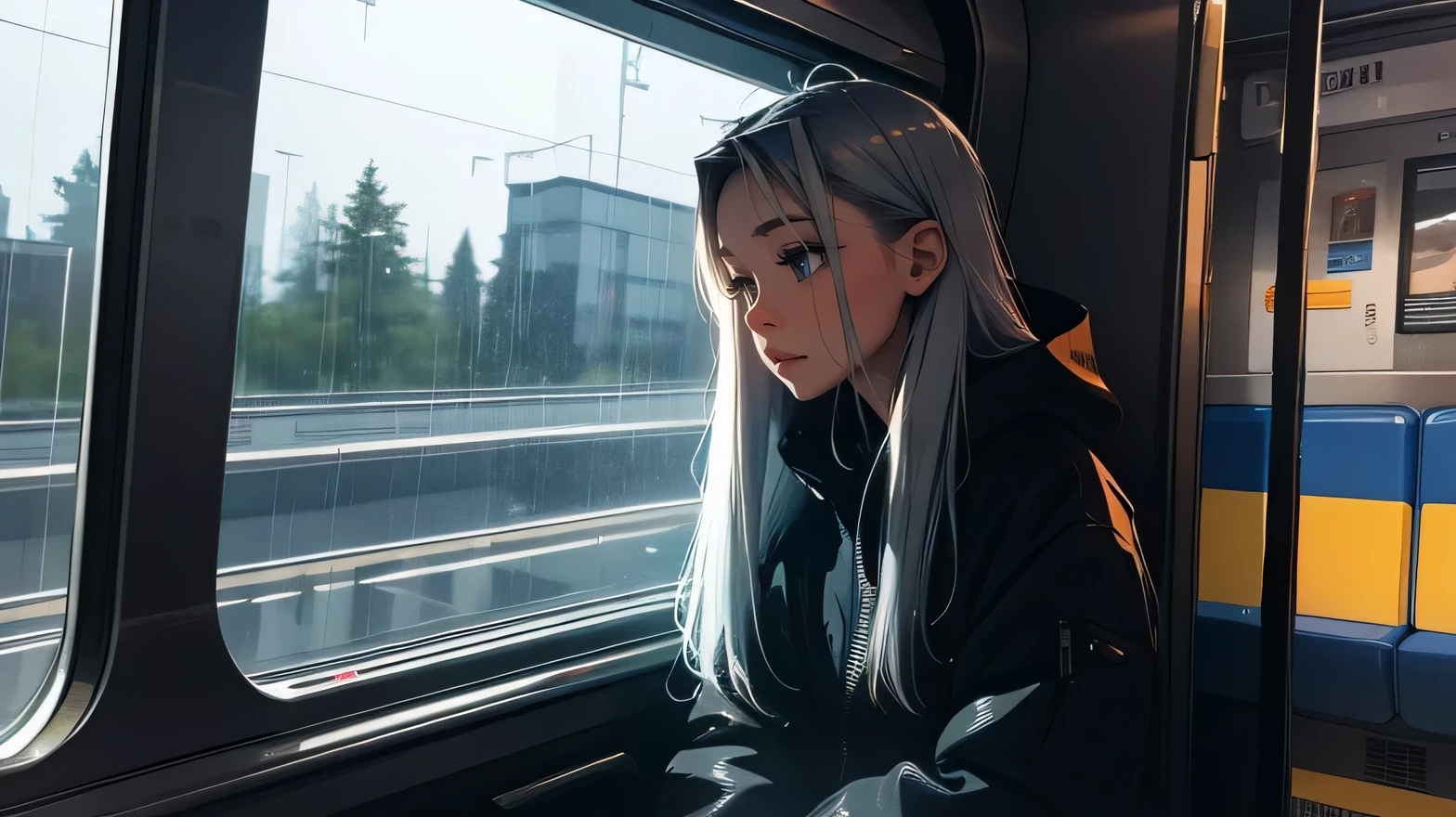 The interior of the train matches the overall picture..