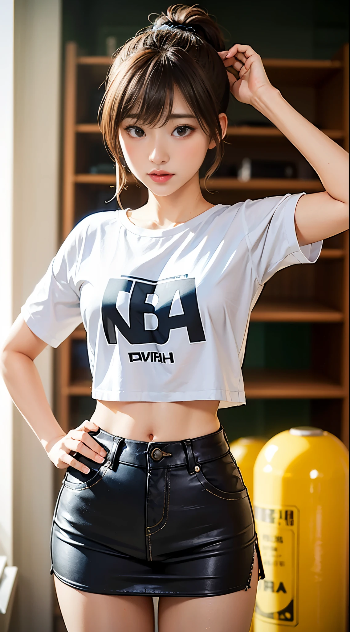 白いシャツとデニムmini skirtを着たアラッフェのアジア人女性, mini skirtで股を開きパンティを見せている、タイトなmini skirt、Asuka Langley with ponytail、Realistic anime 3d style, korean girl, mini skirt、wears tight and simple clothes,mini skirt、 casual clothesを着ている, realistic!!!!!!! art style, 超mini skirt、tight shirt, wearing tight shirt,mini skirt、 Arab Asian woman with gorgeous long hair and white shirt, デニムのmini skirt、超mini skirt、デニムのmini skirt、カジュアルなmini skirt服装, casual clothes, wearing a crop top, up to the model | art germ, Trending on cgstation, real anime girl, wearing tight shirt, Realistic anime 3d style, range murata and art germ, tight shirt, trending on cgstation, casual pose, attractive anime girl, realisticアニメの女の子のレンダリング, anime thai girl