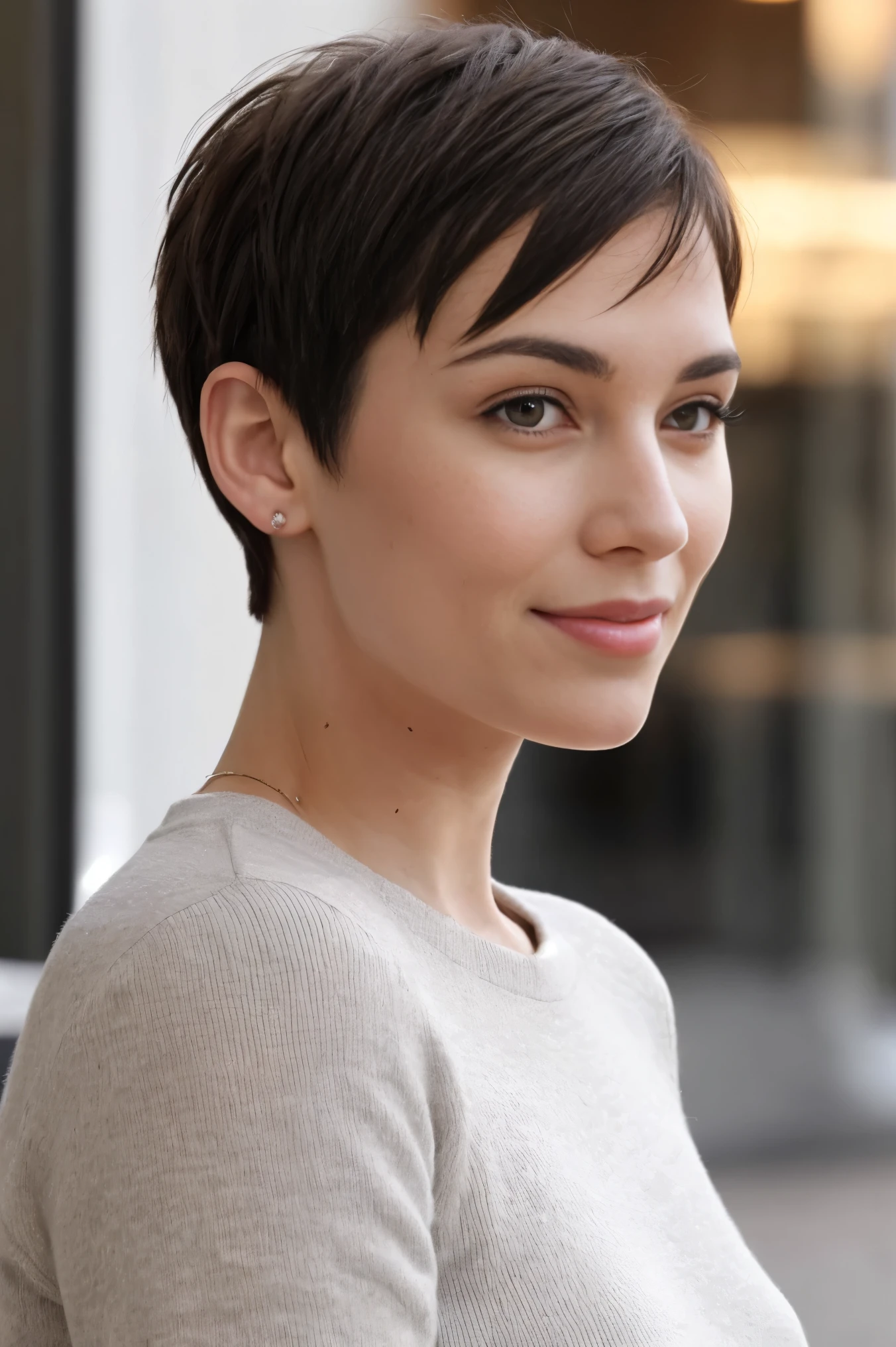 Realistic, Beautiful woman with short hair 