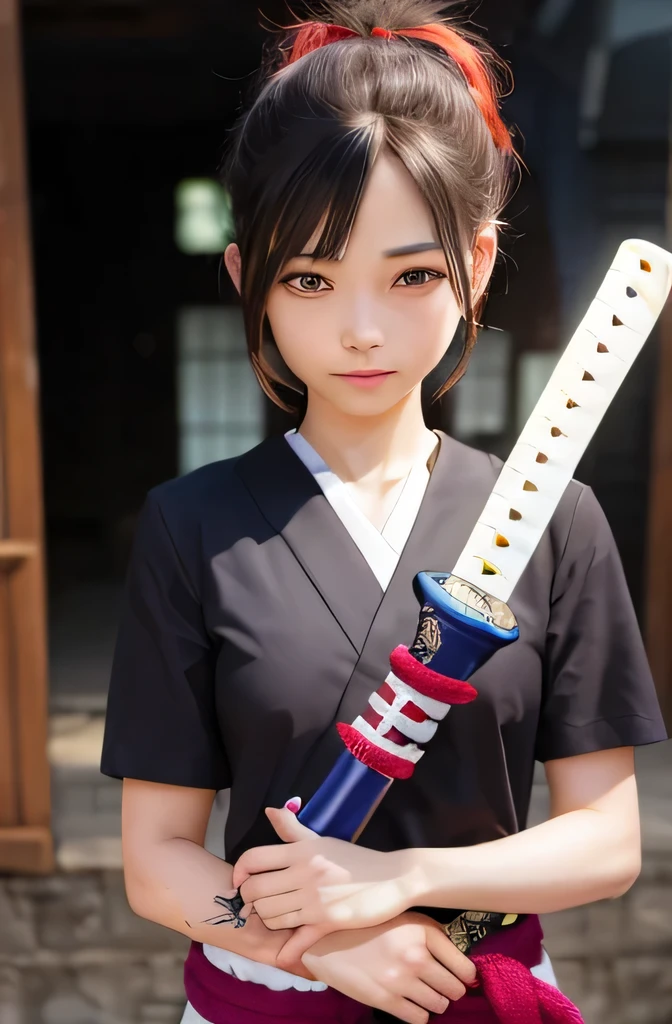 (masterpiece, highest quality:1), (realistic:1.2), light, written boundary depth, (detailed face, face focus:1), game CG, Super detailed, 8k, intricate details, hiqcg,

1 girl, alone,anime, looking at the viewer, kunoichi, , full body image, ninja pose, Japanese sword, kunoichi&#39;s clothes, Upper body, Ninja Run, tattoo, full body image, kunoichi pose