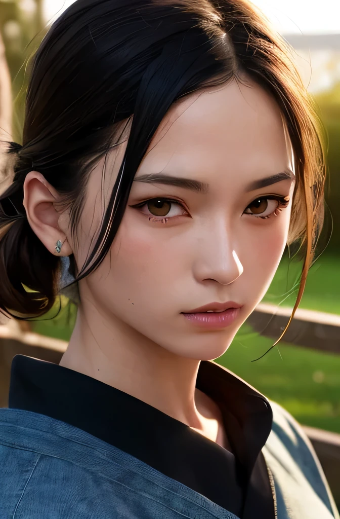 (masterpiece, highest quality:1), (realistic:1.2), light, written boundary depth, (detailed face, face focus:1), game CG, Super detailed, 8k, intricate details, hiqcg,

1 girl, alone,anime, looking at the viewer, kunoichi, , full body image, ninja pose, Japanese sword, kunoichi&#39;s clothes, Upper body, Ninja Run, tattoo, full body image, kunoichi pose