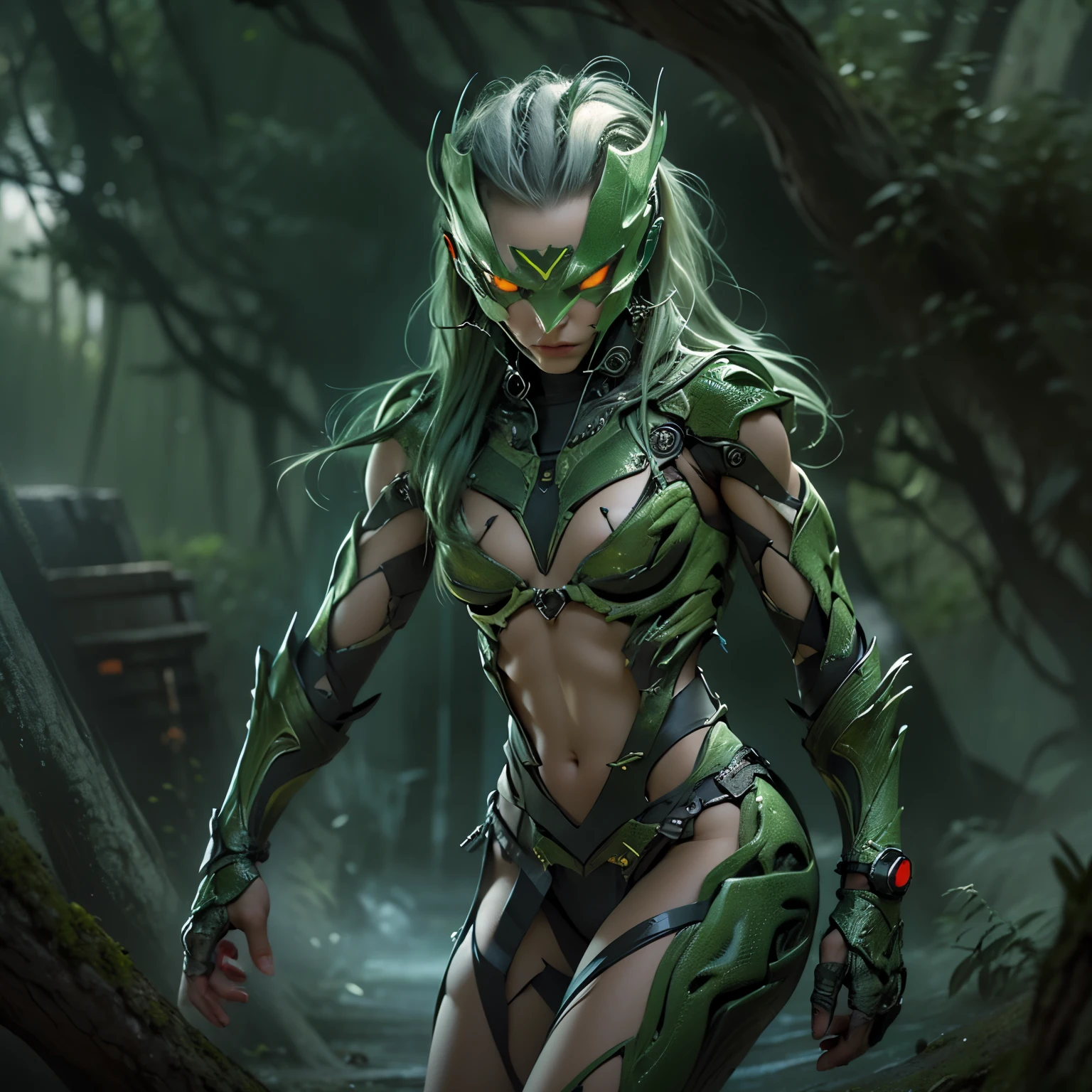 1 female alien, The predator, (extremely beautiful:1.2), (intense gaze:1.4), (predator:1.1), long dark claws, (NSFW:1), nipples, thick eyebrows, (She has shining green eyes:1.2), the most beautiful face in the universe, platinum hair, symmetrical beautiful eyes, hyper detailed eyes,

A woman predator with an extremely beautiful face, her intense gaze fixed on her prey, a primal force that could not be denied.

(beautiful lean body:1.5), (muscular build:1.2), (prowling:1.3), (sleek movements:1.4)

Her beautiful body, muscular and toned, moved with sleek grace as she prowled, ready to strike at a moment's notice. The predator within her was always on,                                                                          
                                                                                                                                                               
 cinematic drawing of characters, ultra high quality model, cinematic quality, detail up, (Intricate details:1.2), High resolution, High Definition, drawing faithfully, Official art, Unity 8K wall , 8K Portrait, Best Quality, Very High resolution, ultra detailed artistic photography,