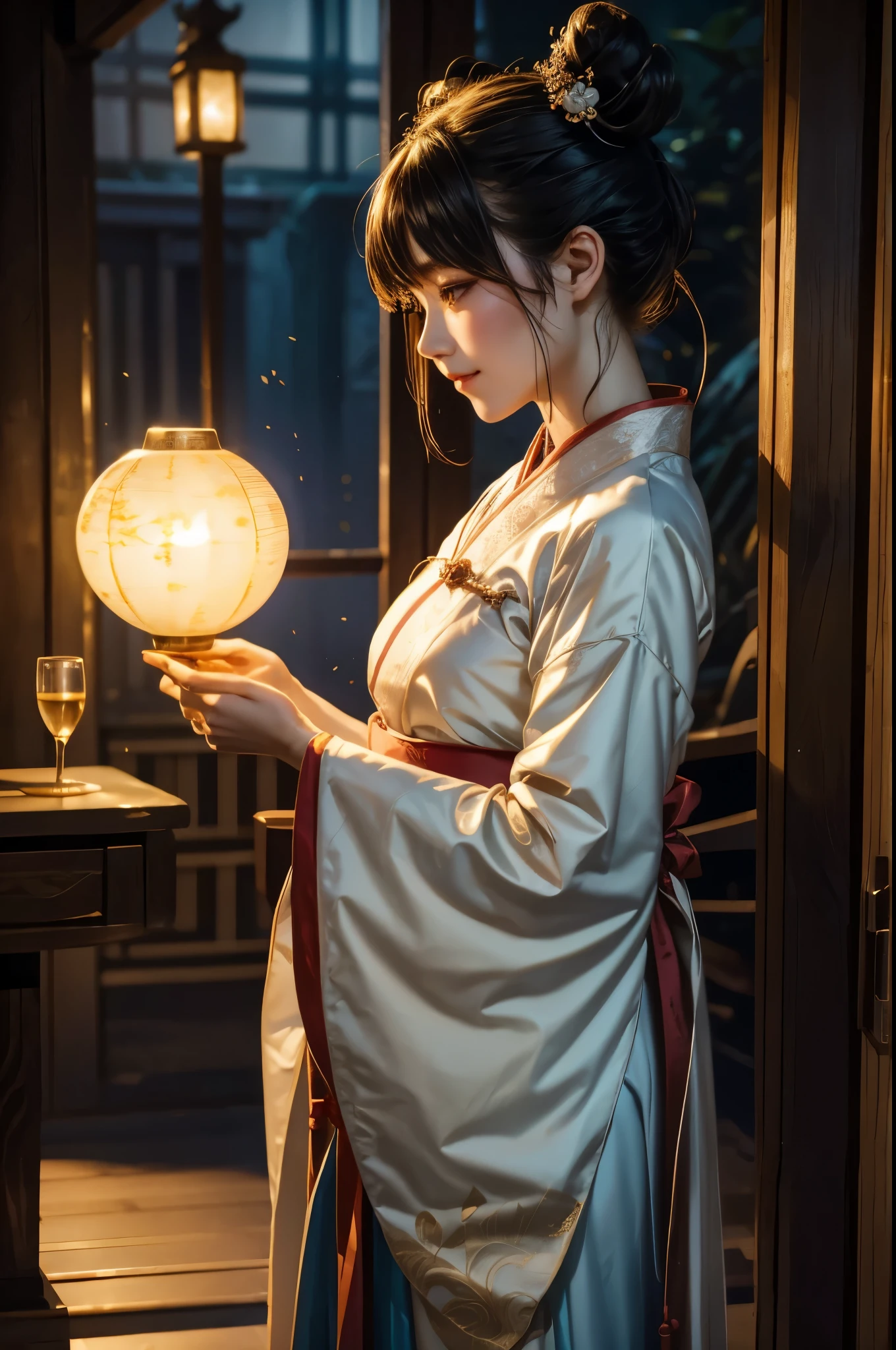 Double Ring Spirit Bun,Hanfu,smooth skin,Glow-in-the-dark cup