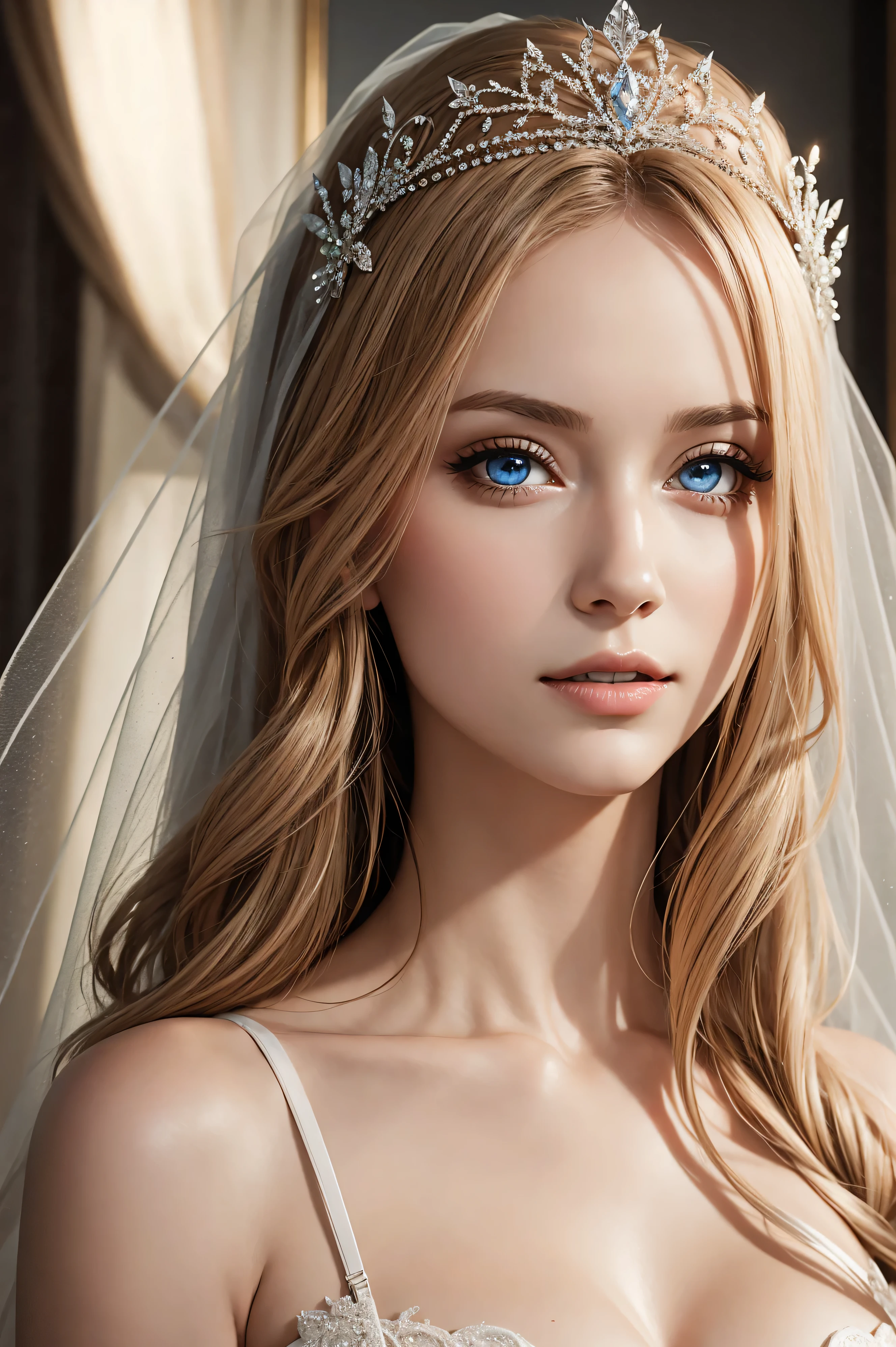 Paris Hilton, veil bride cinderella sexy clothes transparent. professionally retouched, soft lighting, realistic, smooth face, perfect eyes, sharp focus on eyes, 8 k, high definition, insanely detailed, intricate, elegant. in a natural background.