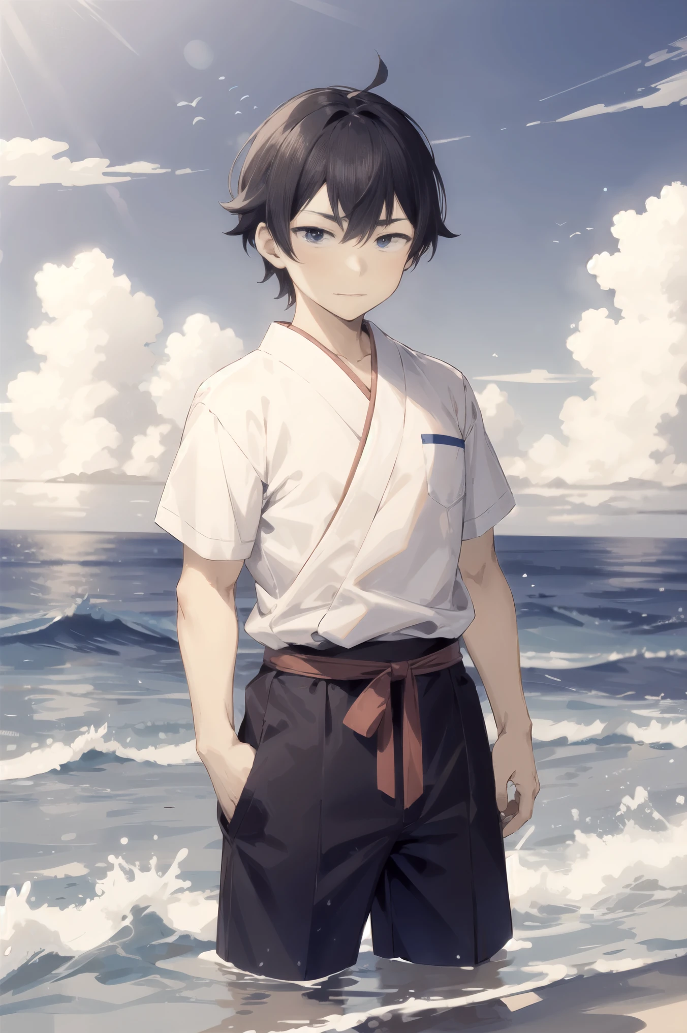 Japanese male teenager , sea