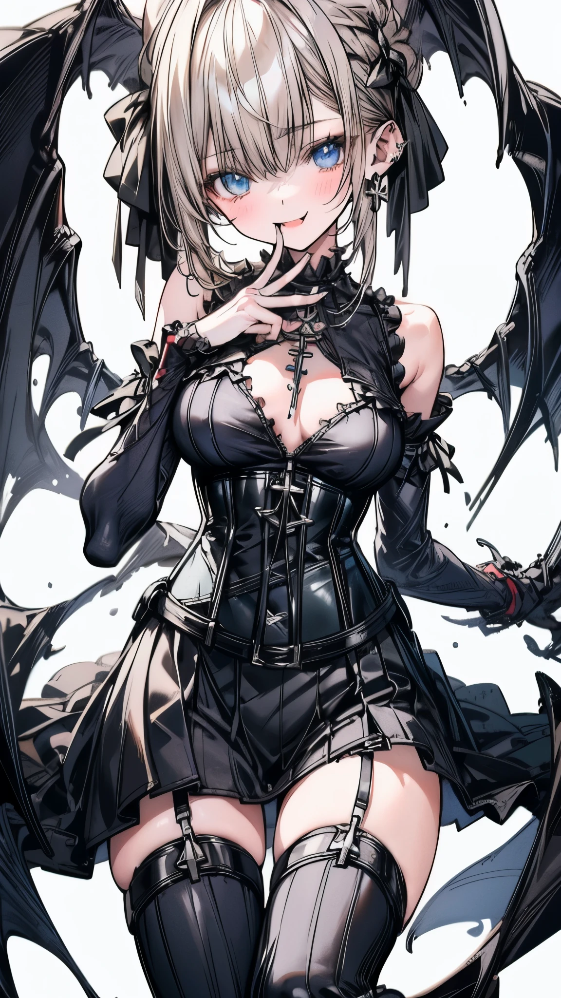 (((masterpiece)))、((highest quality))、(super detailed)、(CG illustration)、(so beautiful ))、cinematic light、(((1 Mechanical Girl)))、 SF、Apocalypse、erotic grotesque、(beautiful and luxurious:1.2)、(1 girl:1.3)、facing the front, (double breasted,under bust:1.2), button gap,(((corset belt))),(((high waist mile