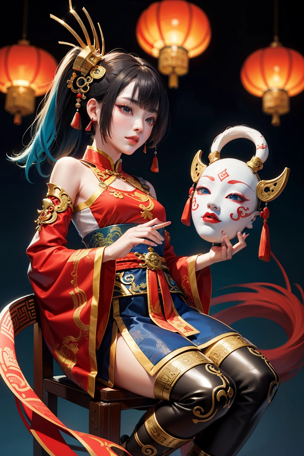 masterpiece, full of enigma, Nuo mask, smooth lines, The contrast of colors is striking, Highlighting the distinctive temperament of Chinese grotesque aesthetics.
Intricate patterns and symbols adorn Nuo masks, Representing ancient Chinese myths and legends, Conveying the mystery and allure of ancient culture.
Ancient Chinese Nuo mask, Reinterpreted with modern aesthetic trends, Boasting unique shapes and vibrant colors, Demonstrating the unique charm of Chinese grotesque aesthetics in contemporary society.