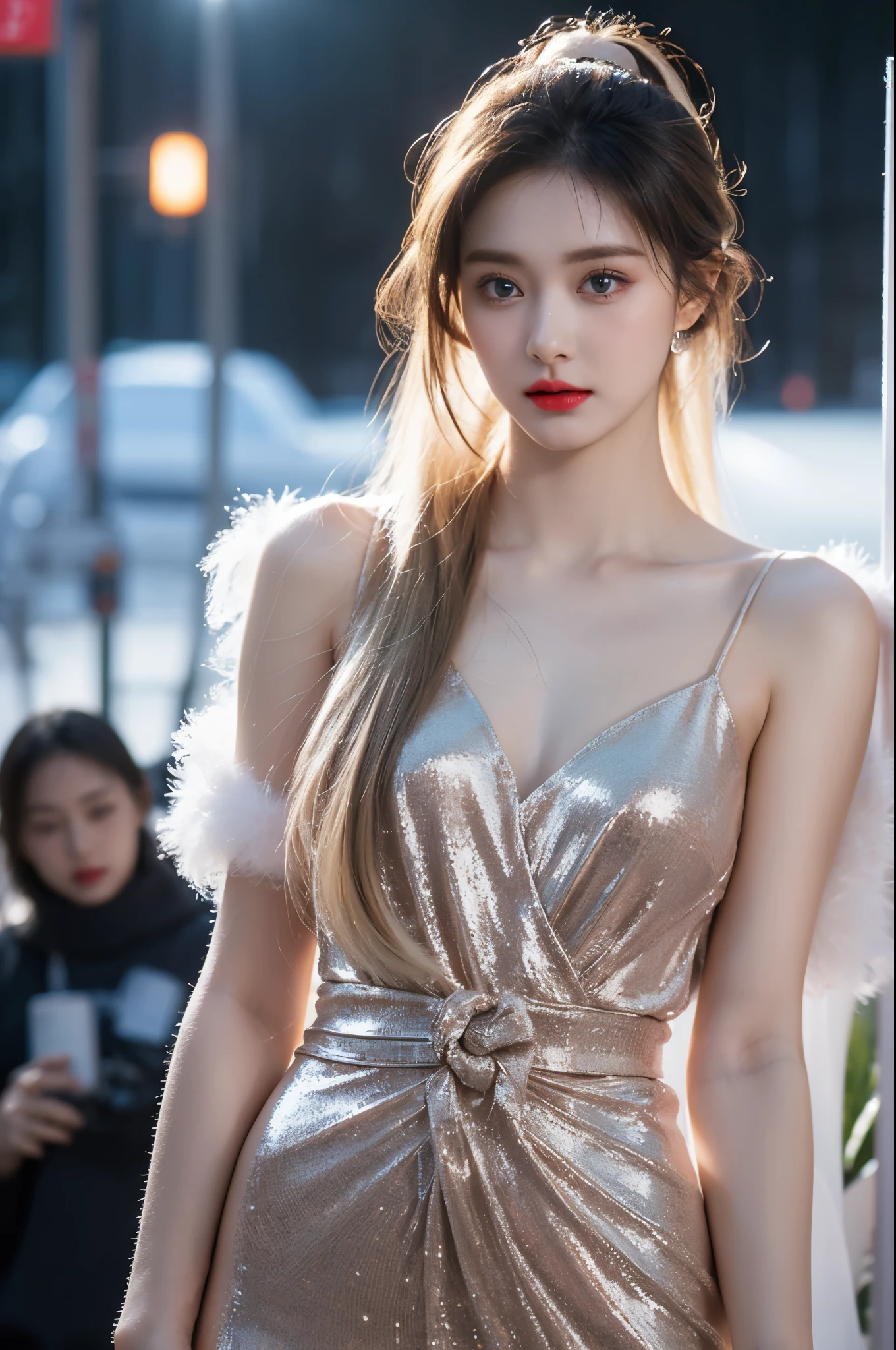 High -quality work, reality works, super high -level graphics, 8K high -definition CG work, high -quality graphics, high definition and exquisite CG works, 10 times pixels, (focus on the thighs), (eyes look at the camera), super superior), super superiority), super superiority), super superiority), super superiority), super superior Tail information: , high level, high -level technical details: 1.1 Realistic photo effect, indoor effect: 1.5, natural soft light: 1.5. (1.8) (1.8), super high and high, shiny and high, shiny, long hair, silber hair, silber hair, silber hair, March two eyelids look good, sharp eyelids, sharp eyelids, eye makeup, eye makeup, eye makeup, eye makeup, eye makeup, eye makeup, eye makeup, eye makeup, eye makeup, eye makeup, eye makeup, eye makeup, eye makeup, eye makeup , Eye makeup, capture, makeup, capture beautiful eyelashes makeup, TTHIN eyebrows, super detailed eyes, high noses, cute red lips, rosy colors-cheeks, exquisite color face, beautiful face, face shape, face shape It is perfect, perfect face, high -level facial details: 1.3 (1.3) sparkling) luxury dress series, glittering, sequin jacket, flash, flash, bright, long skirt, summer butt wrapped cuffless commute skirt , Horse socks, 100 % oily fluffy luster, shiny 8D black silk female & # 39; s, clothes look good, fashion clothing series, dressing photography, authentic clothing creation, banquet hall, women's artwork, whole body Video, wearing, realism, amazing cleavage, my eyes are bright