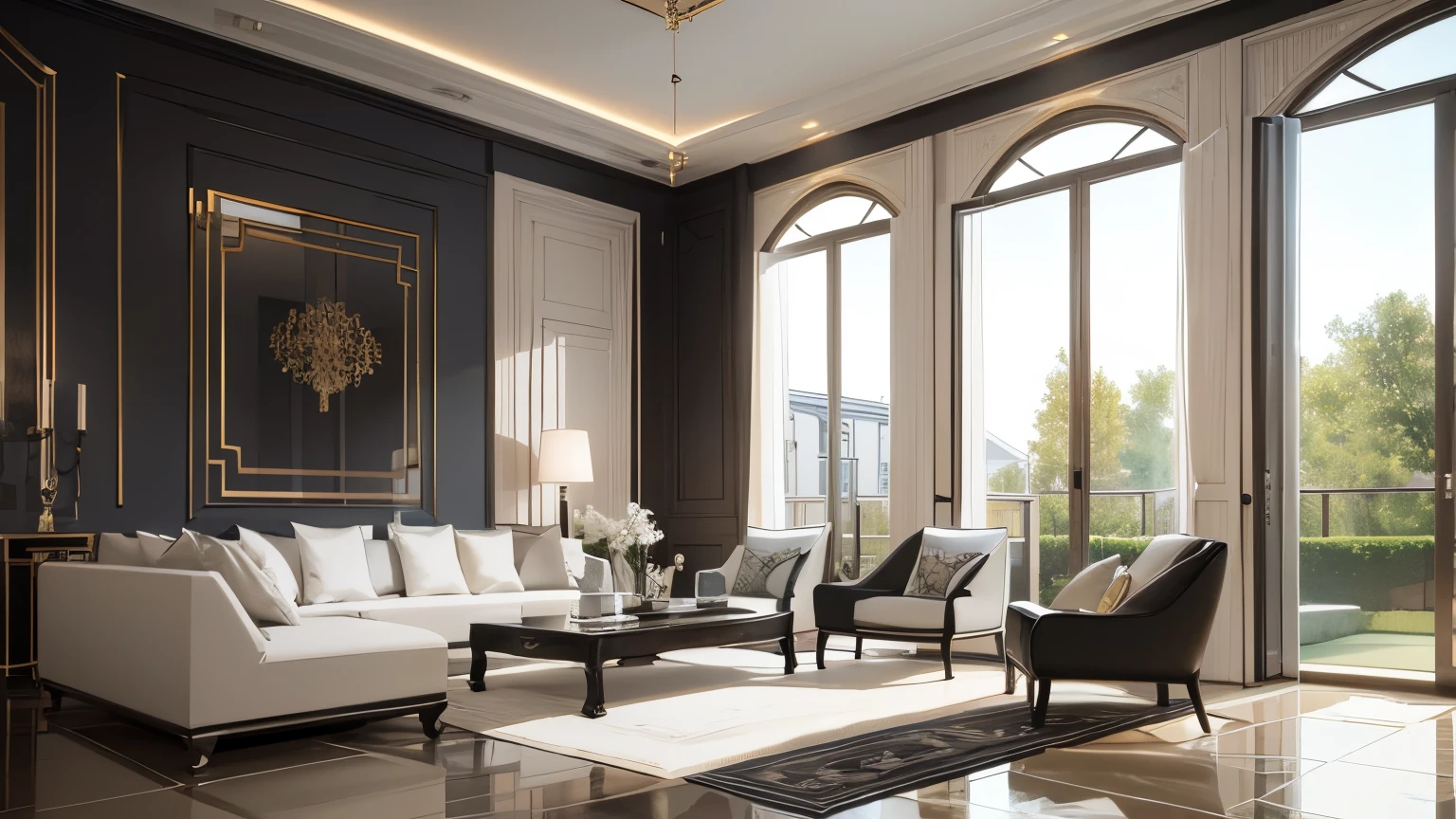 you are a famous interior designer、I was asked to create a 3D image of a large modern room.。. Create a harmonious environment with modern and minimalist furniture. Including garden interior.
