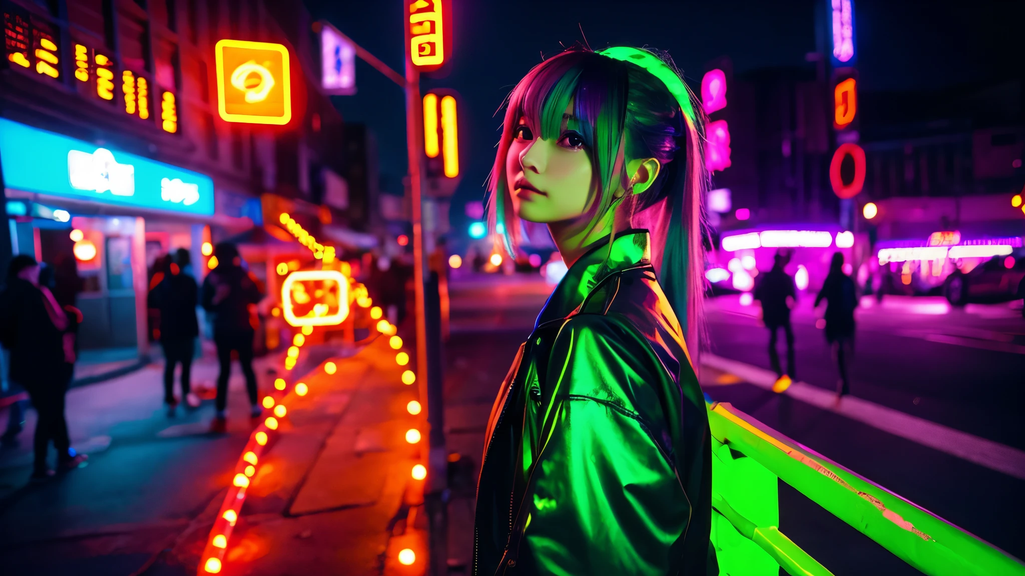 bright　Light　anime　night　Beauty　neon street