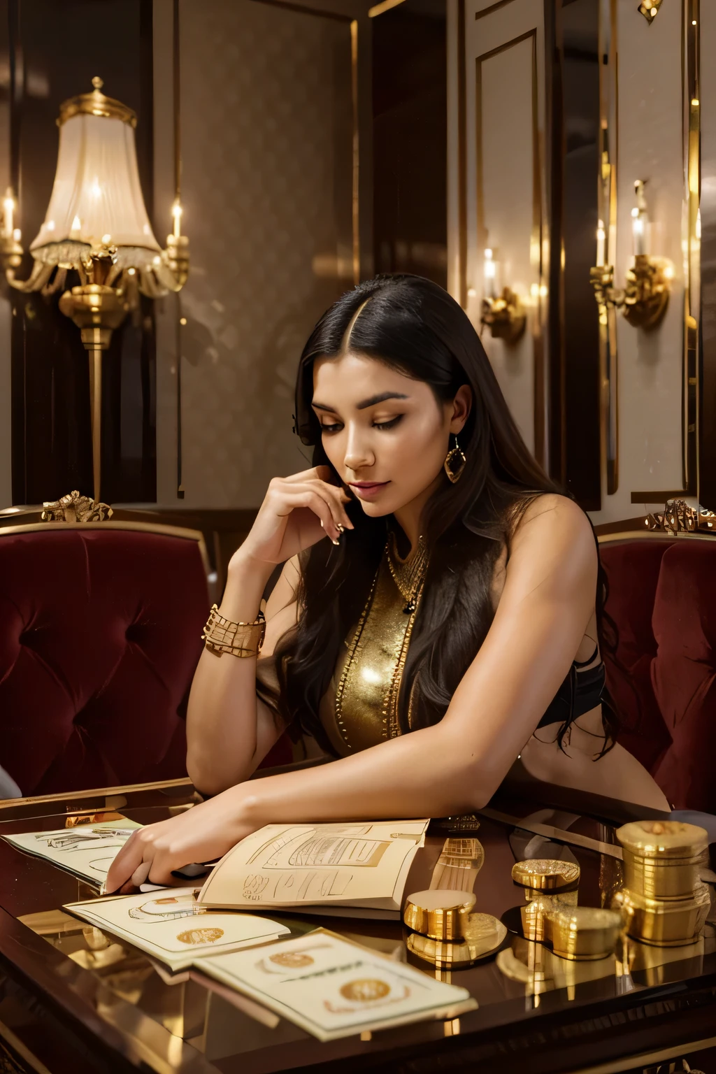 A high resolution,detailed illustration,banknotes,cash,coins,prosperity,wealth,Unusual background,golden color palette,excess,financial success,growing investments,Expensive,rich textures,luxurious feeling,A lot of money,shiny coins,stack of bills,sparkling gold,wealth,обильное wealth,Treasure,Elegant composition,Thoughtful design,amazing visual effects,An impressive work of art,abundance,successful financial transactions,prosperous future,glamour atmosphere,extravagant show,High quality workmanship,small parts, generous display,luxurious furnishings,shiny surfaces,wealthy lifestyle,prosperity symbol,dreams of abundance,Expensive taste,Financial independence, dazzling, prosperous nation, exclusive banking service, grandeur of wealth, Bright colors, valuable assets, supreme luxury, prosperity emblem, thriving economy, desire for money, golden opportunity
