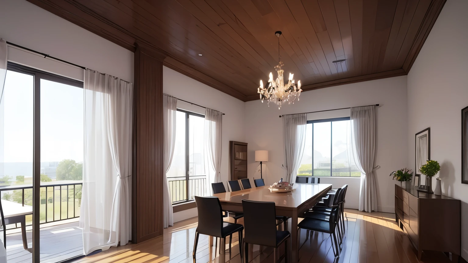 you are a famous interior designer、I was asked to create a 3D image of a large modern room.。. Create a harmonious environment with modern and minimalist furniture. Including garden interior.