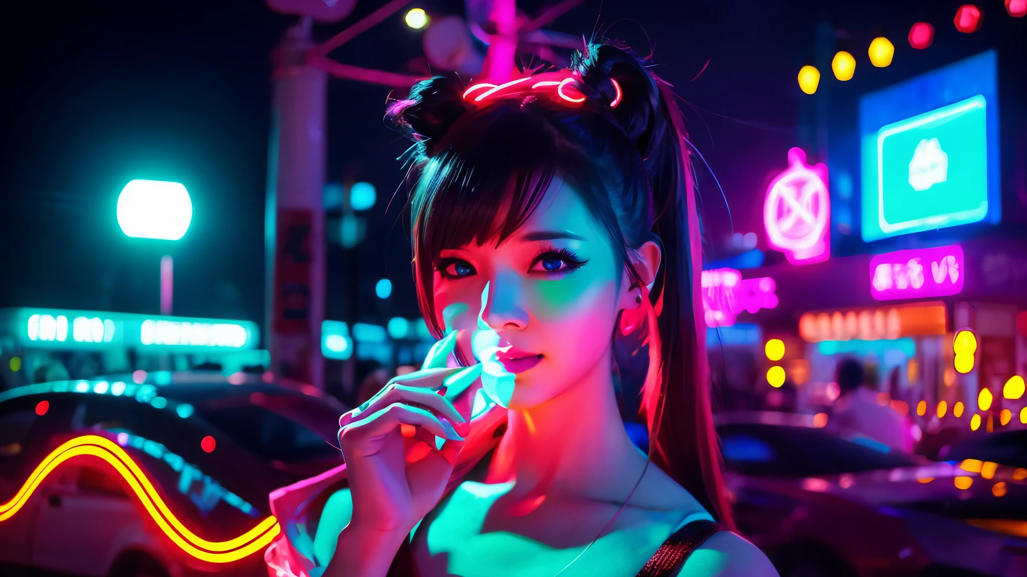 bright Light anime night Beauty neon street