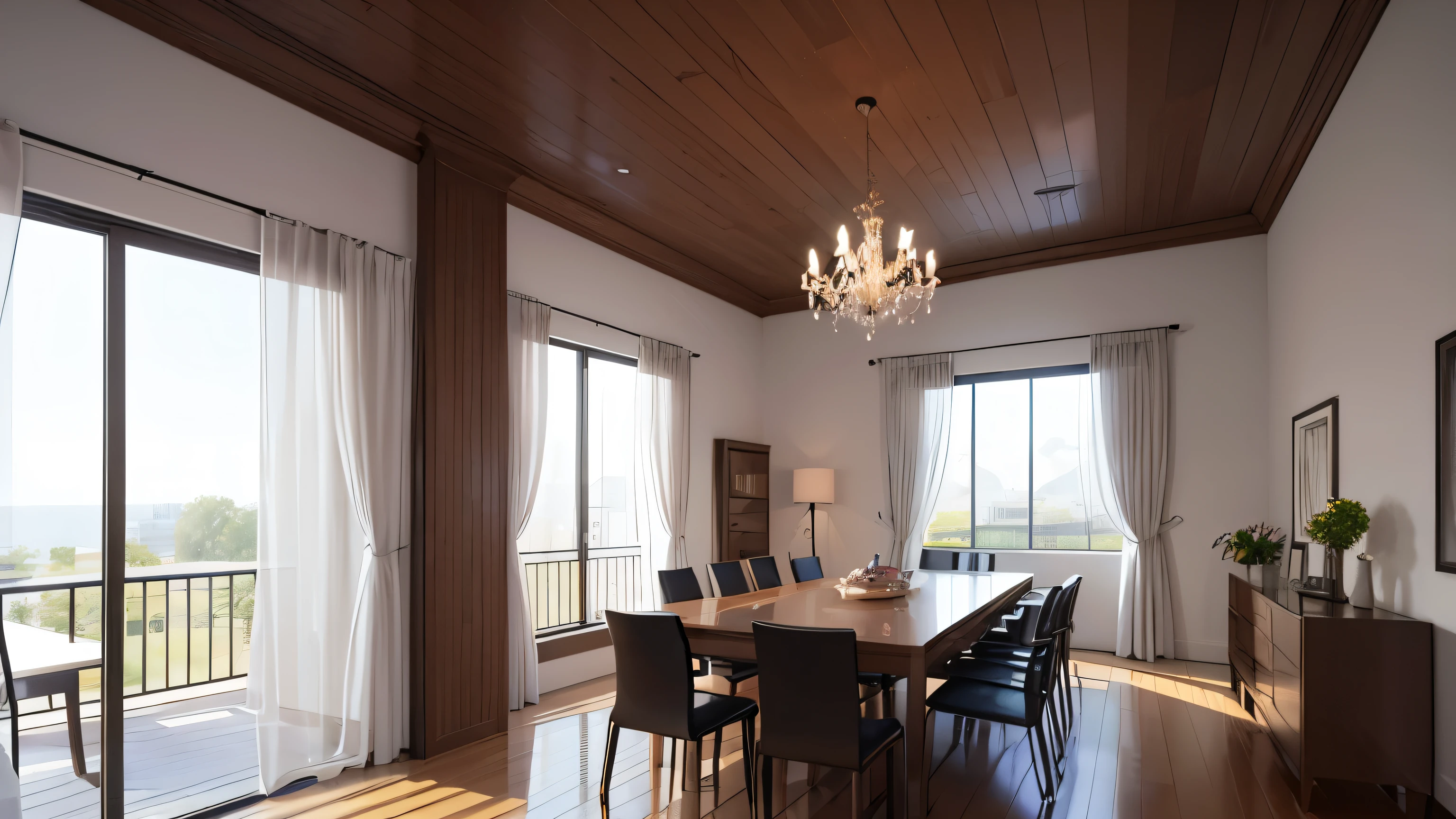 you are a famous interior designer、I was asked to create a 3D image of a large modern room.。. Create a harmonious environment with modern and minimalist furniture. Including garden interior.