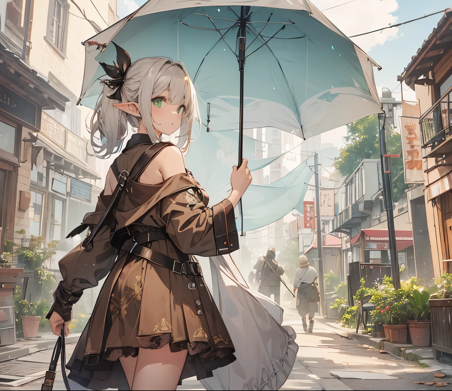Please change the image to an image of an elf with green eyes.