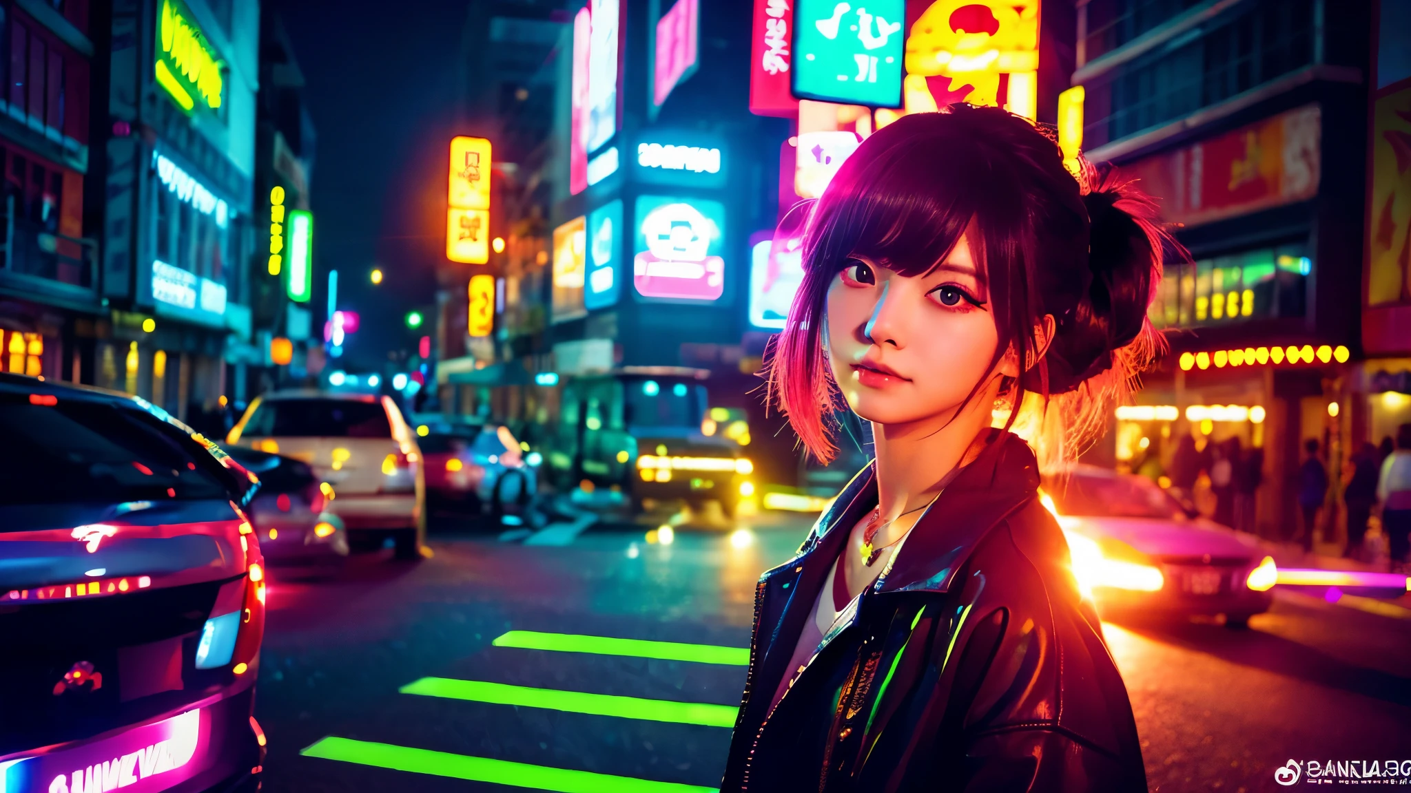 bright Light anime night Beauty neon street
